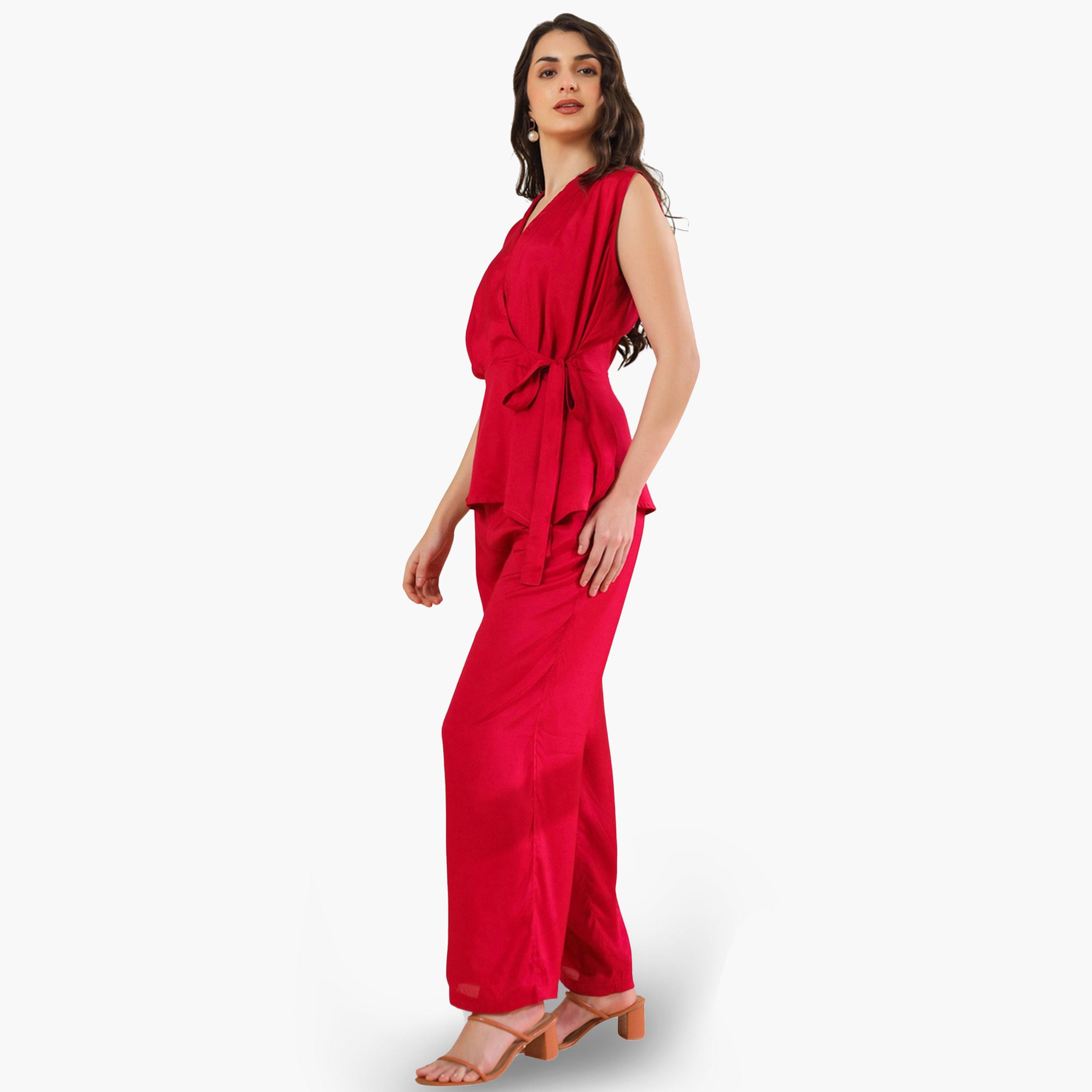 طقم نسائي من بلوزة بلا أكمام وبنطال-women-clothing-coordsets-image-4
