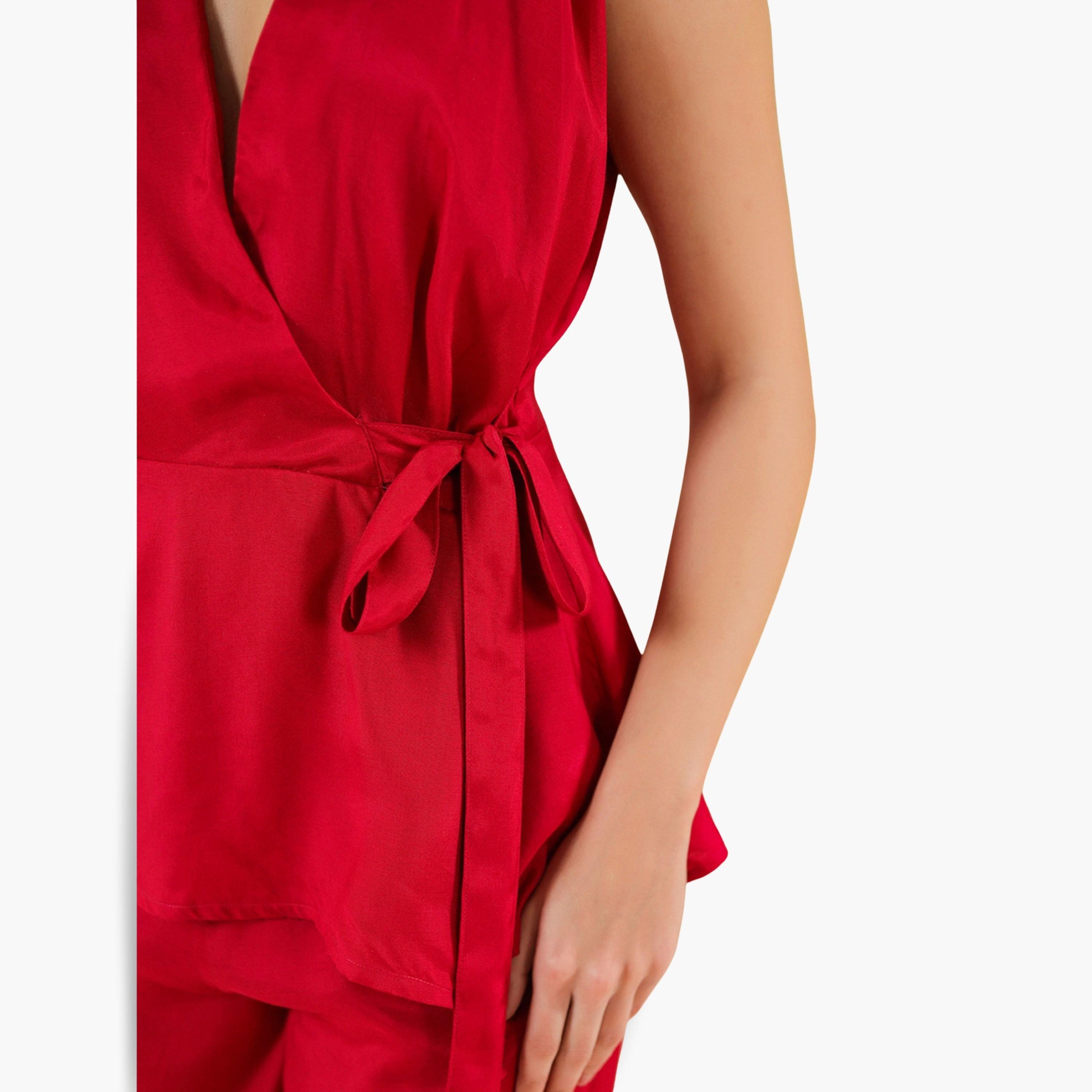 طقم نسائي من بلوزة بلا أكمام وبنطال-women-clothing-coordsets-image-5