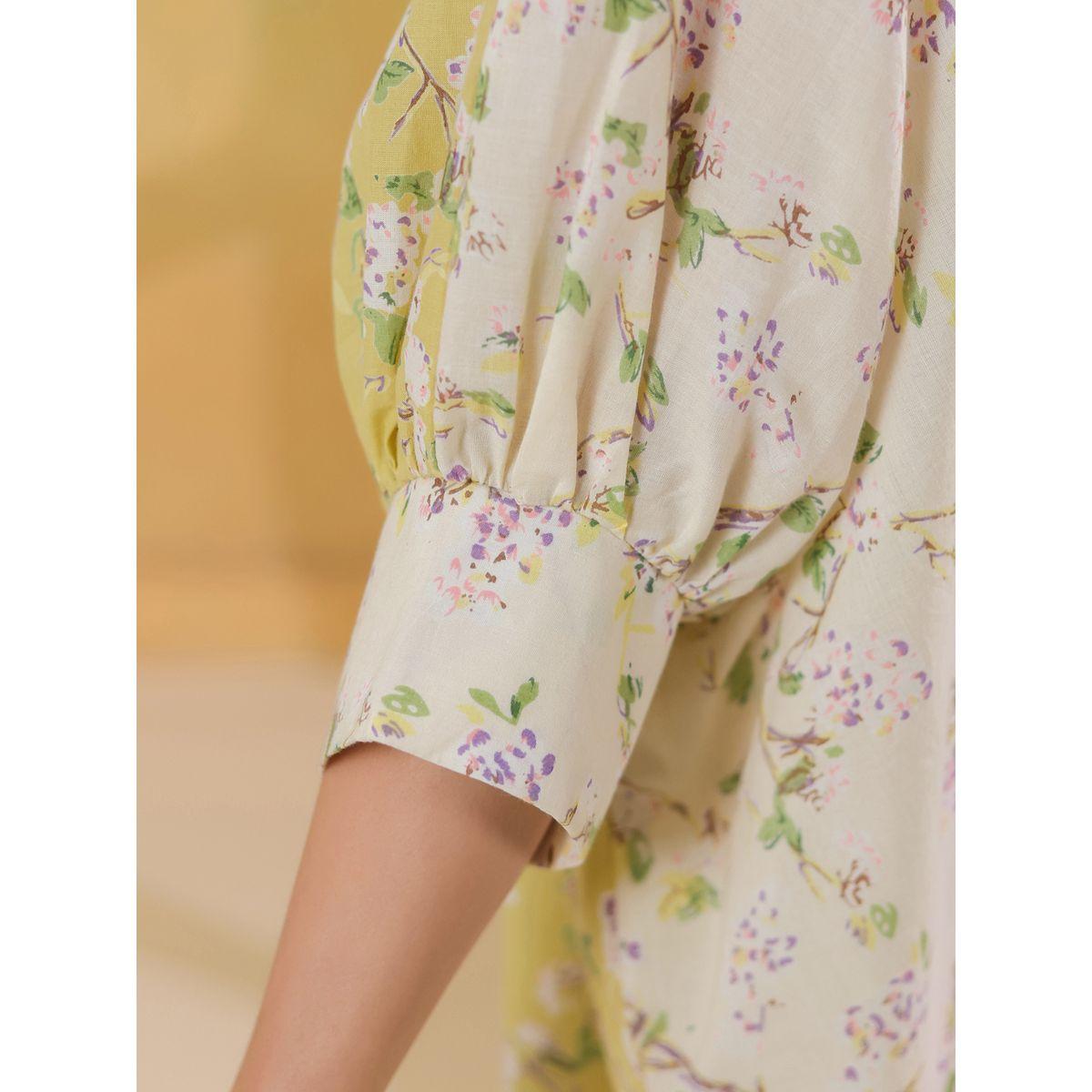 Sanskrutihomes All-Over Floral Print 3/4 Sleeve Shirt and Pants Co-Ords-women-clothing-coordsets-image-6