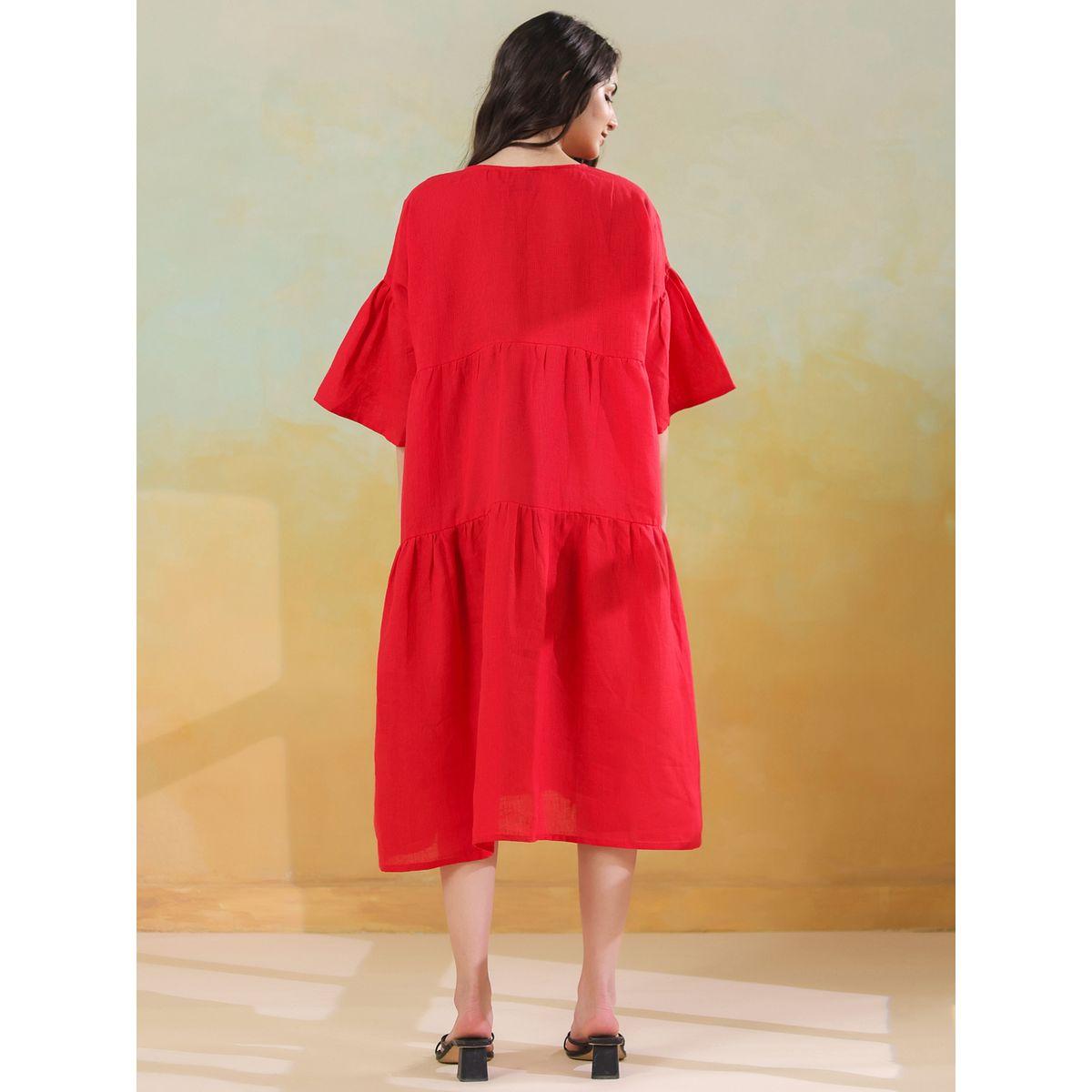 فستان ميدي كاجوال بحافة واسعة-women-clothing-dresses-image-2