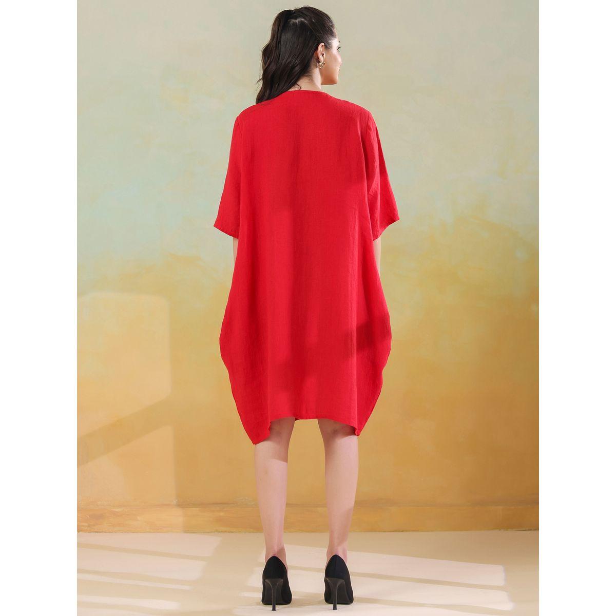 فستان بطول الركبة وياقة دائرية وحافة واسعة-women-clothing-dresses-image-2
