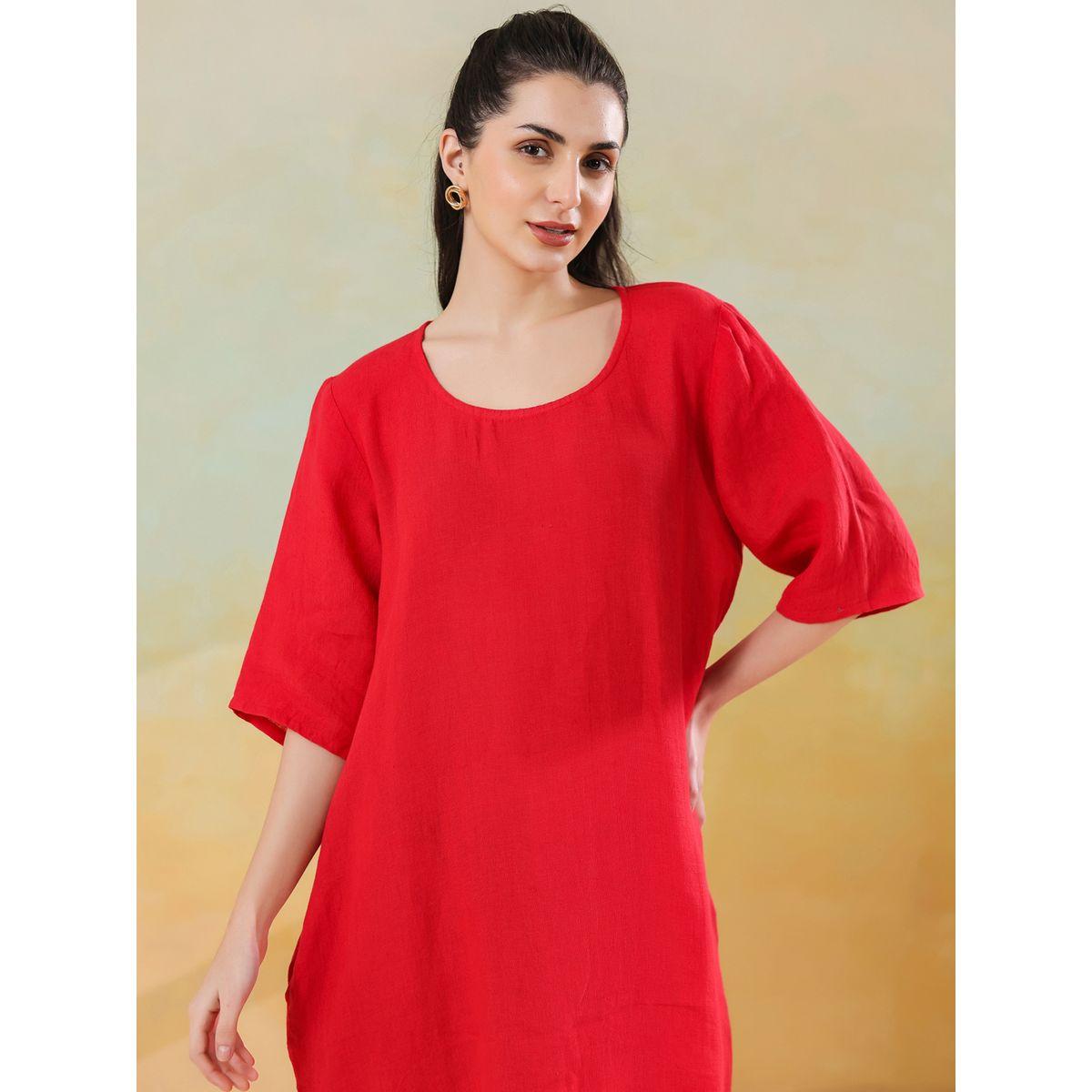 فستان بطول الركبة وياقة دائرية وحافة واسعة-women-clothing-dresses-image-4