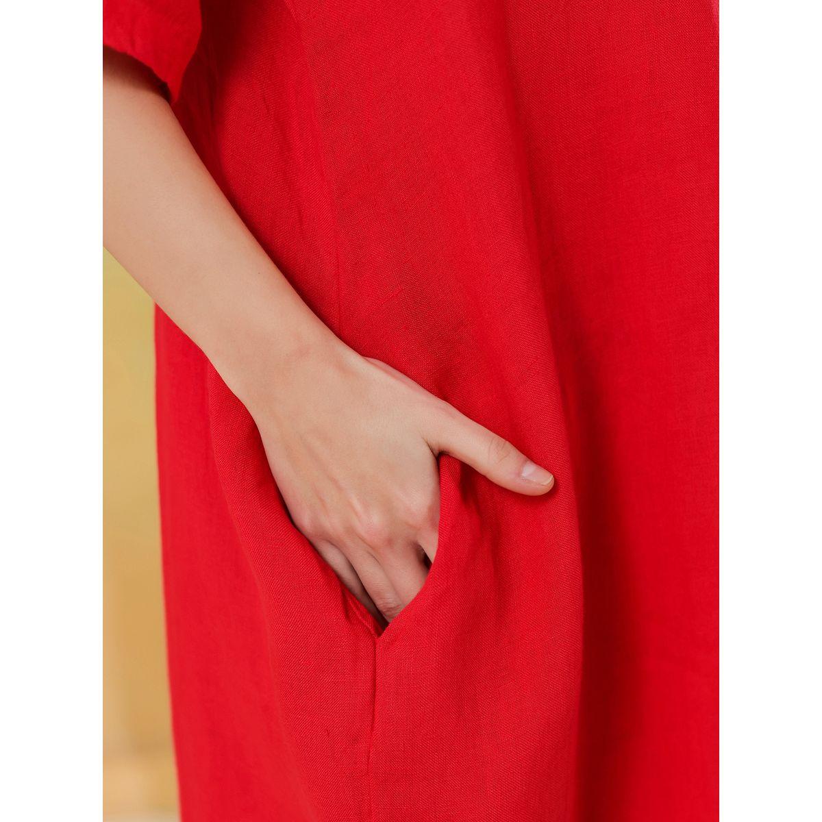 فستان بطول الركبة وياقة دائرية وحافة واسعة-women-clothing-dresses-image-7