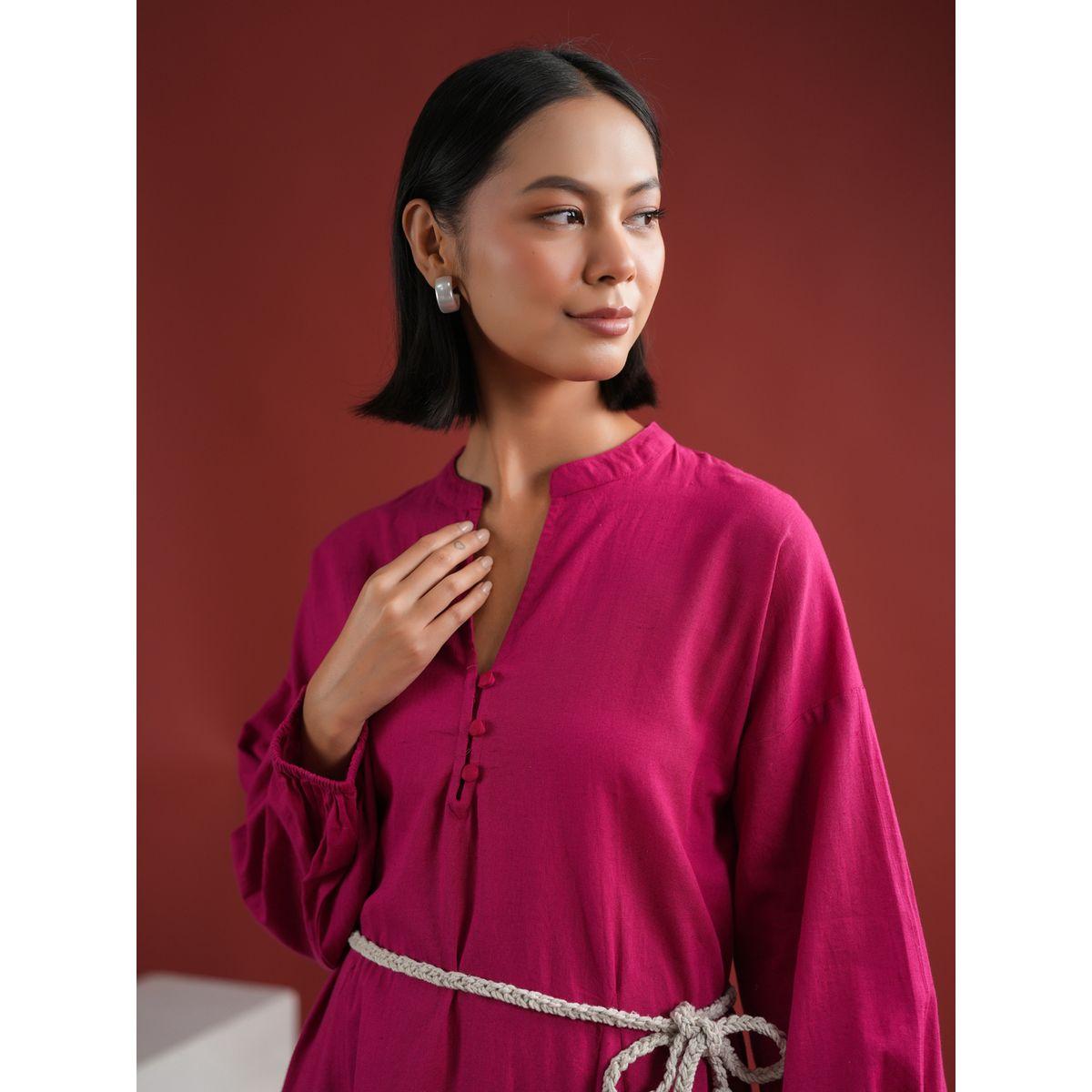 فستان سادة بطول الركبة مع حافة واسعة-women-clothing-dresses-image-6