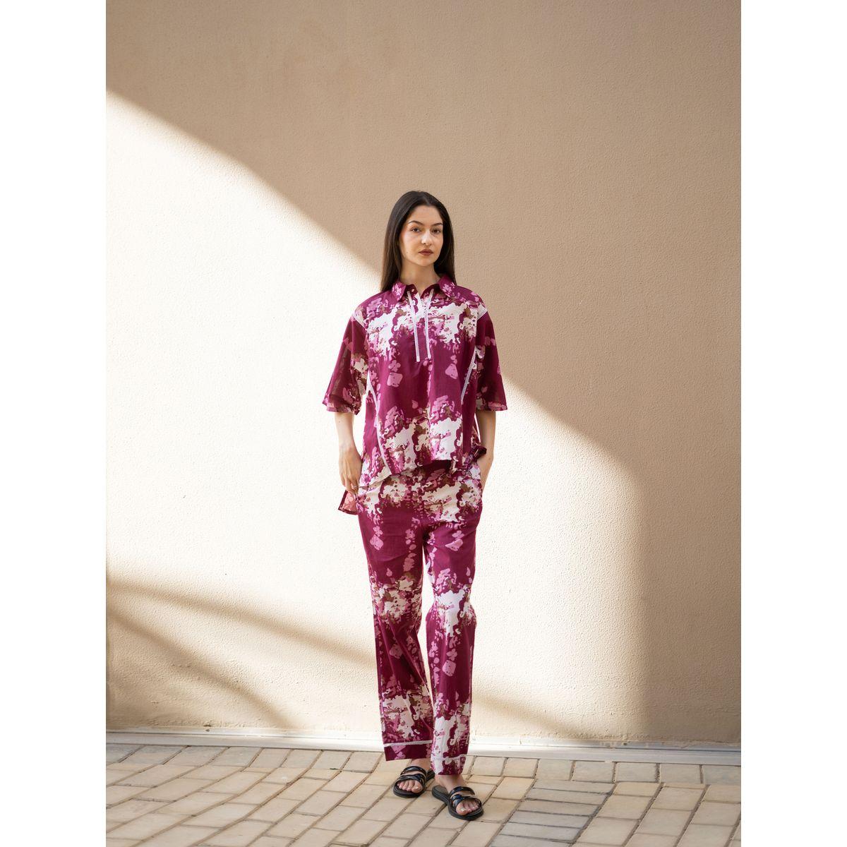 Sanskrutihomes Pure Cotton Printed Top and Pyjama Set-women-clothing-nightwear-pyjamas-longsets-image-1