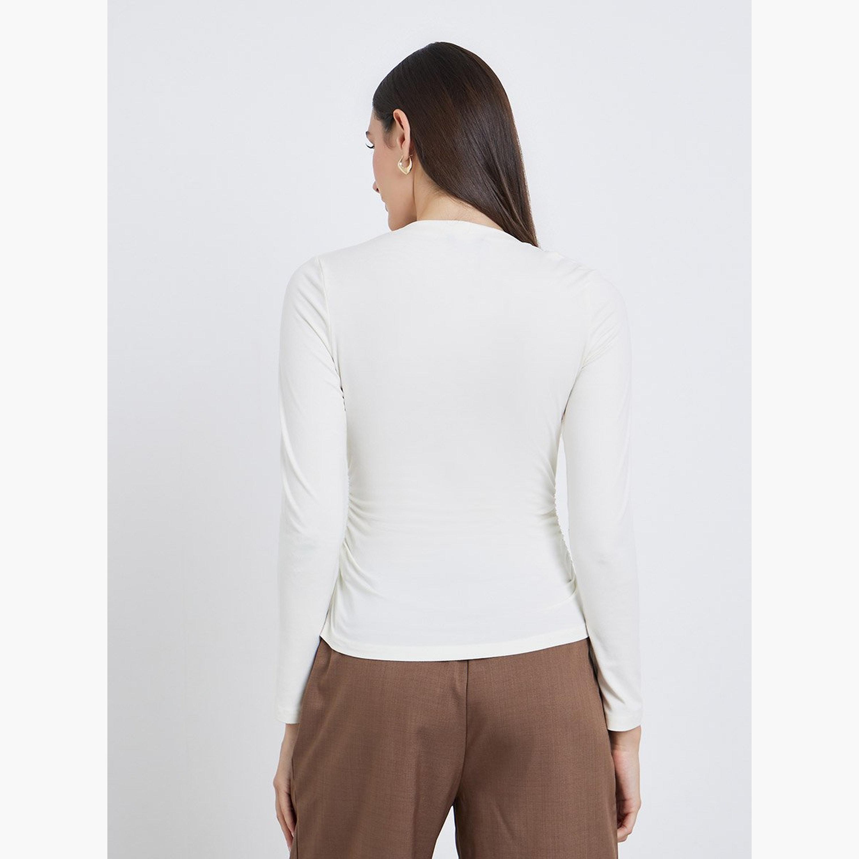 Styli Women Cream Asymmetric Neck Fitted Top-women-clothing-shirtsandblouses-blouses-image-5