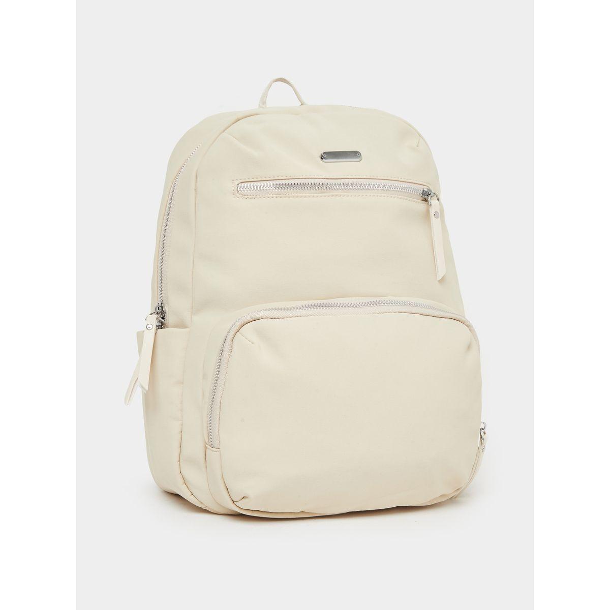 Styli Women Cream Front Zipped Backpack-women-bagsandwallets-backpacks-image-1