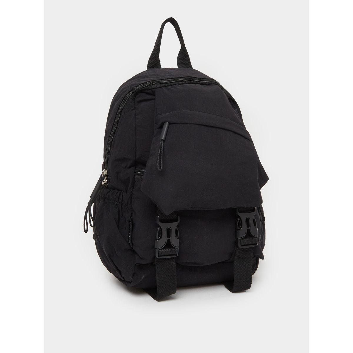 Styli Women Black Buckle Strap Backpack-women-bagsandwallets-backpacks-image-1
