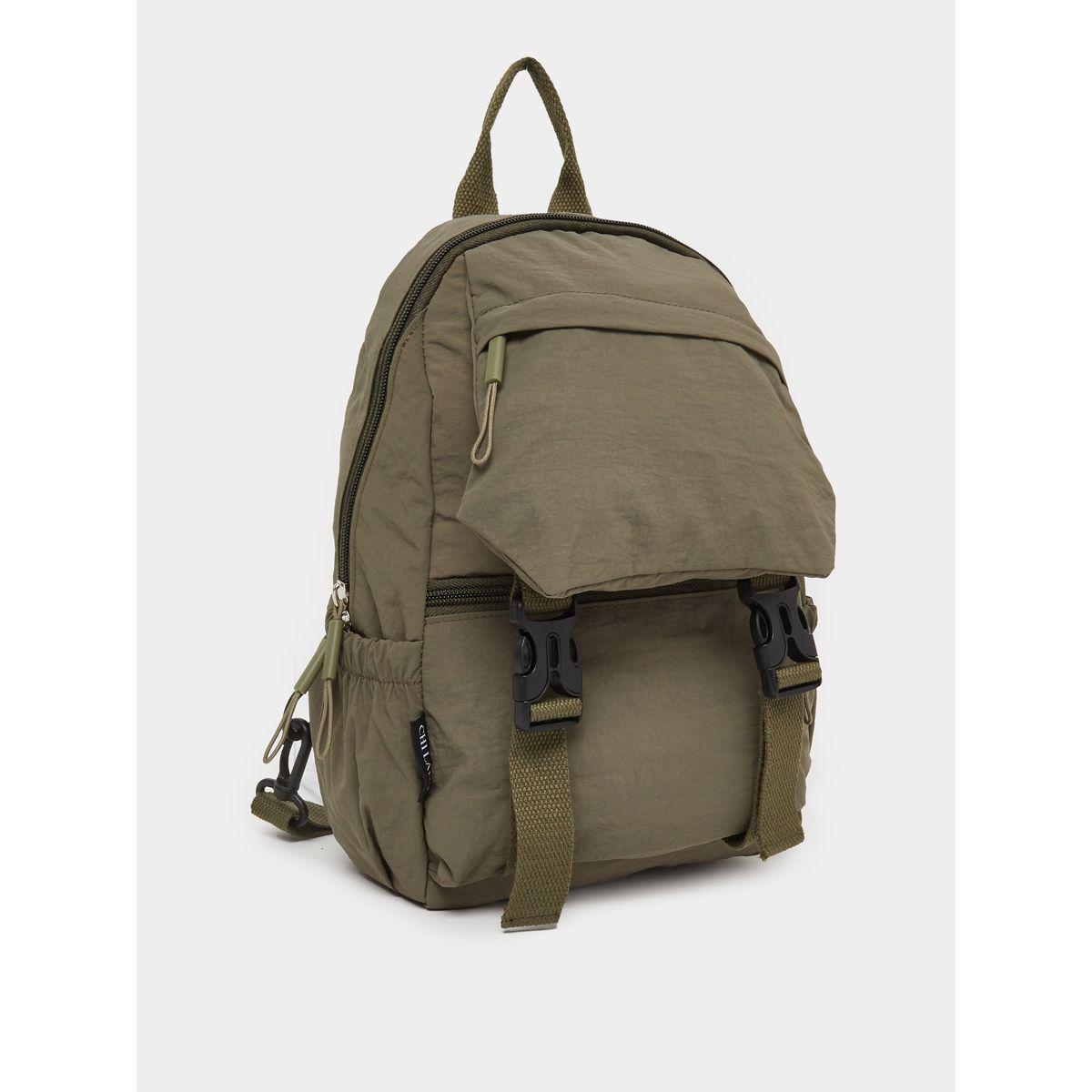 Styli Women Khaki Buckle Strap Backpack-women-bagsandwallets-backpacks-image-1