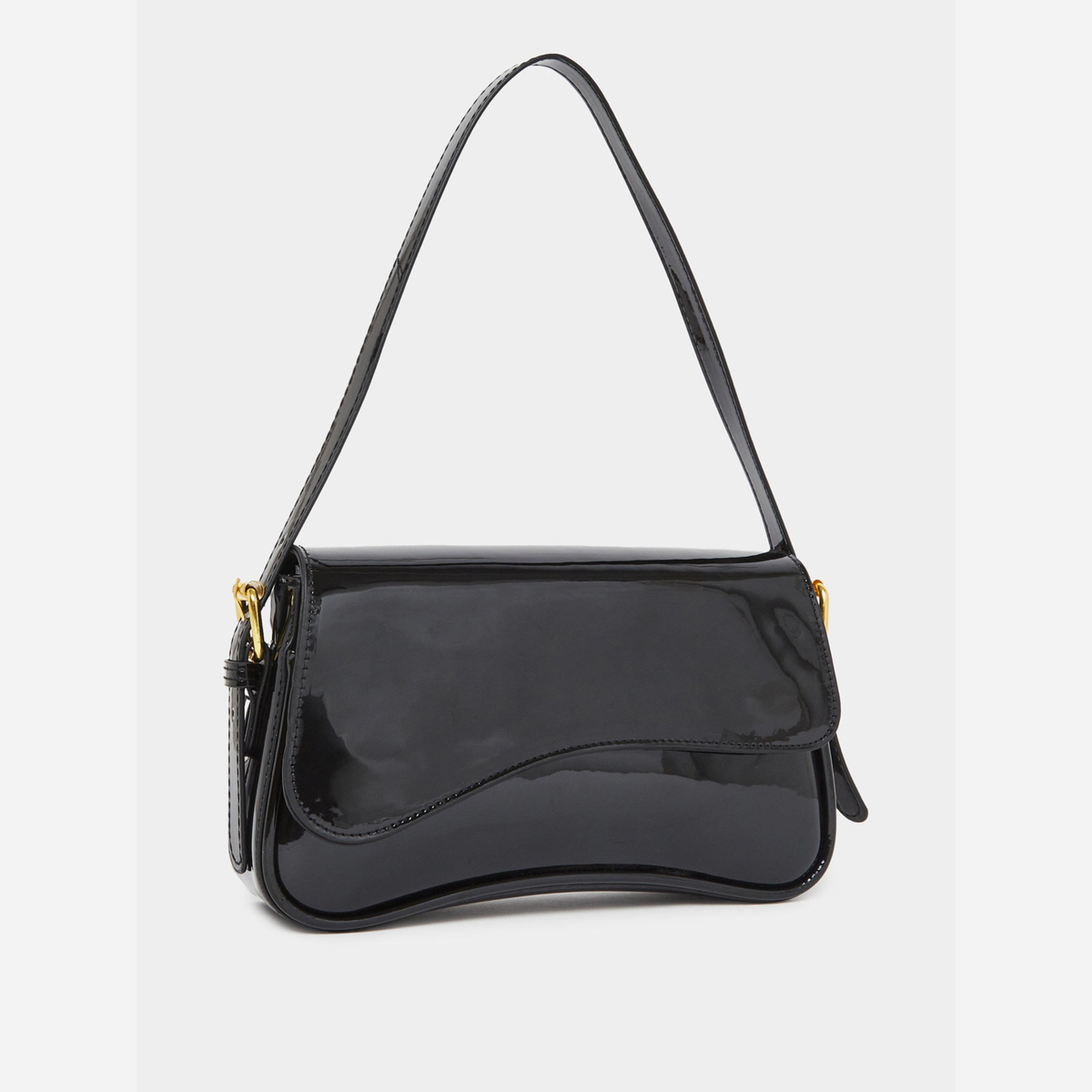 ستايلي - شنطة باغيت لون أسود لامعة للنساء-women-bagsandwallets-handbags-image-1