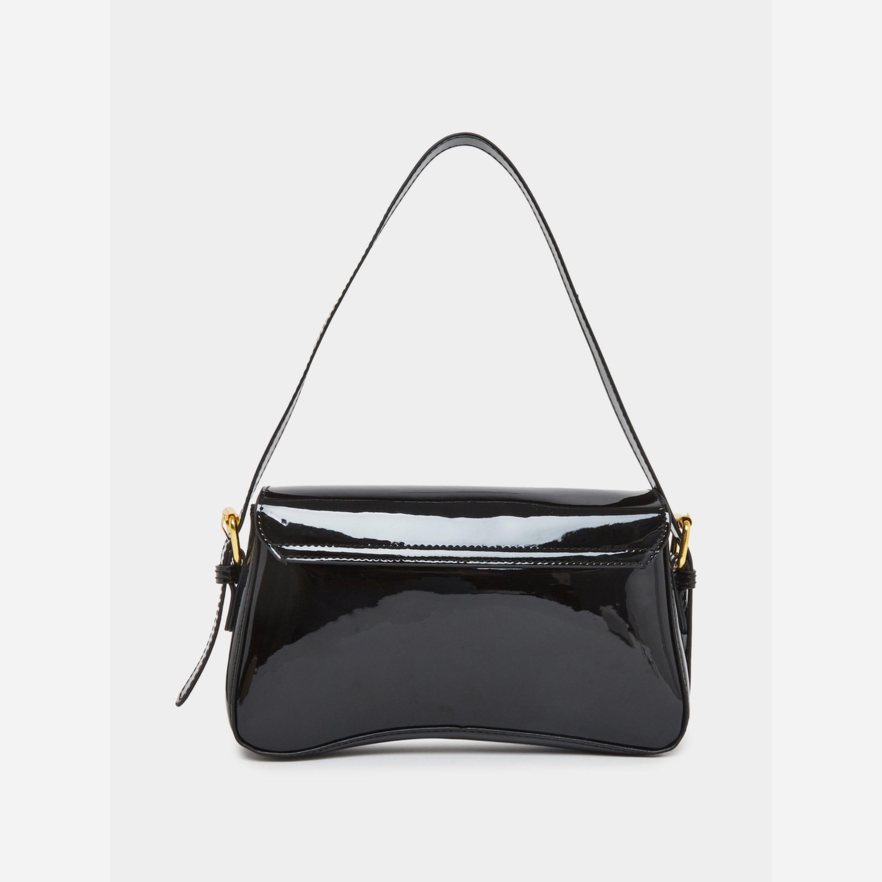 ستايلي - شنطة باغيت لون أسود لامعة للنساء-women-bagsandwallets-handbags-image-2