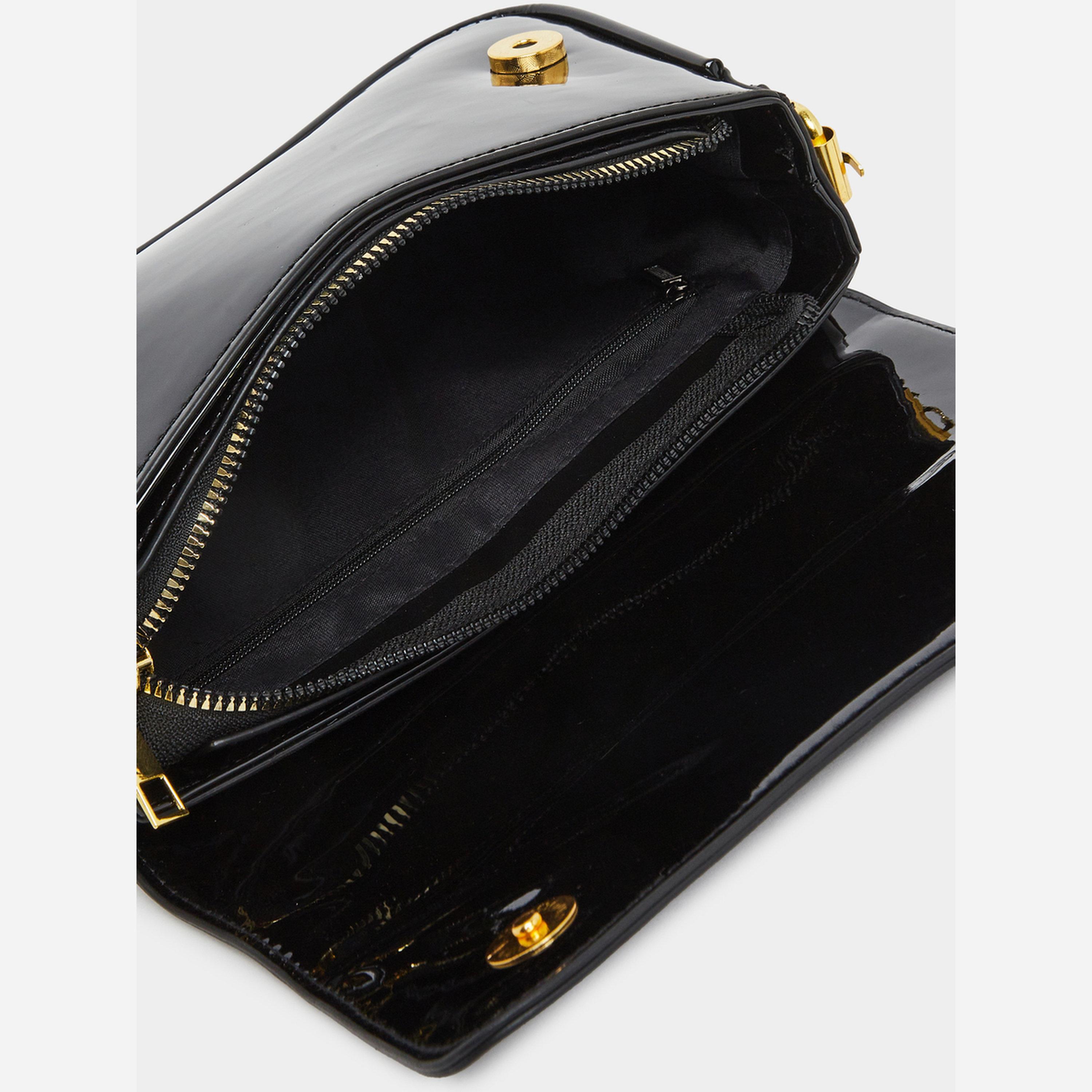 Styli Women Glossy Black Baguette Bag-women-bagsandwallets-handbags-image-3