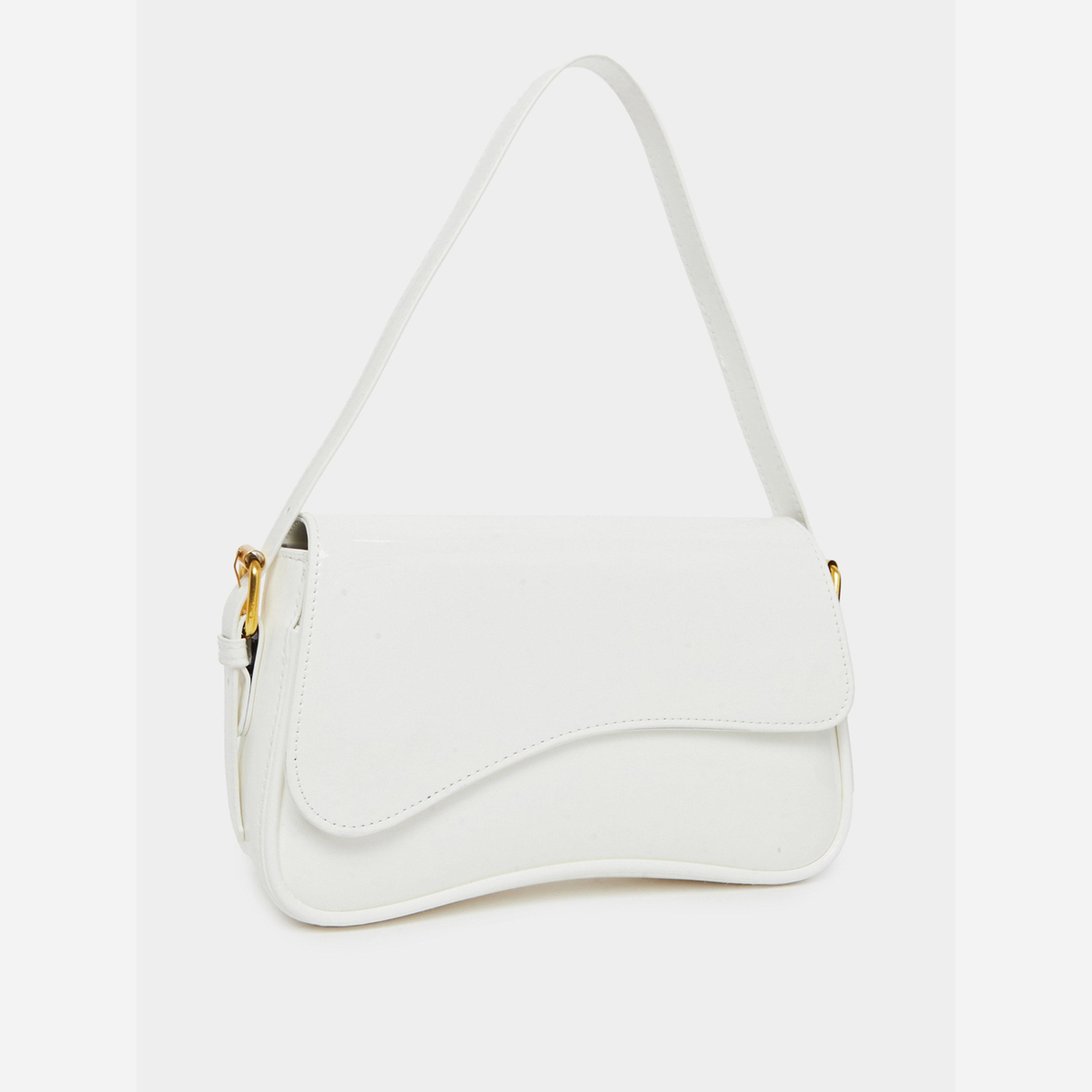 ستايلي - شنطة باغيت لون أبيض لامعة للنساء-women-bagsandwallets-handbags-image-1