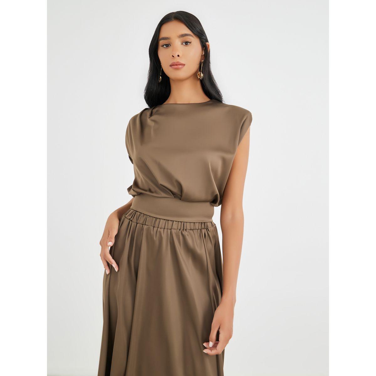 Styli Solid Sleeveless Top and Pleated Midi Skirt Co-Ords-women-clothing-coordsets-image-3