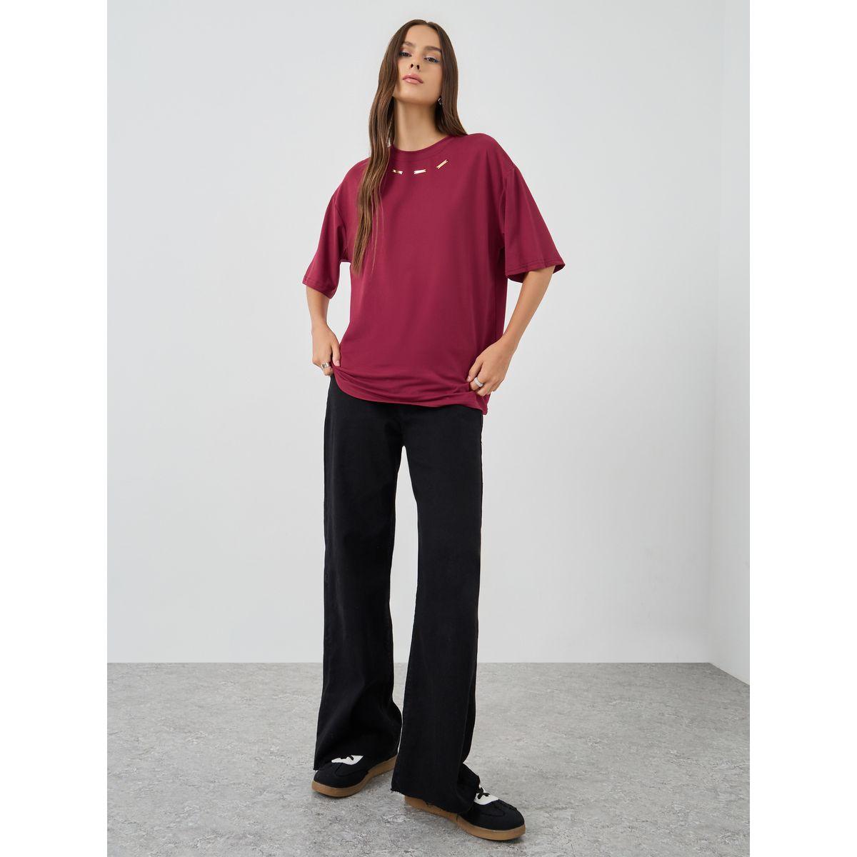 تيشيرت فضفاض بياقة منمقة-women-clothing-tshirts-image-2
