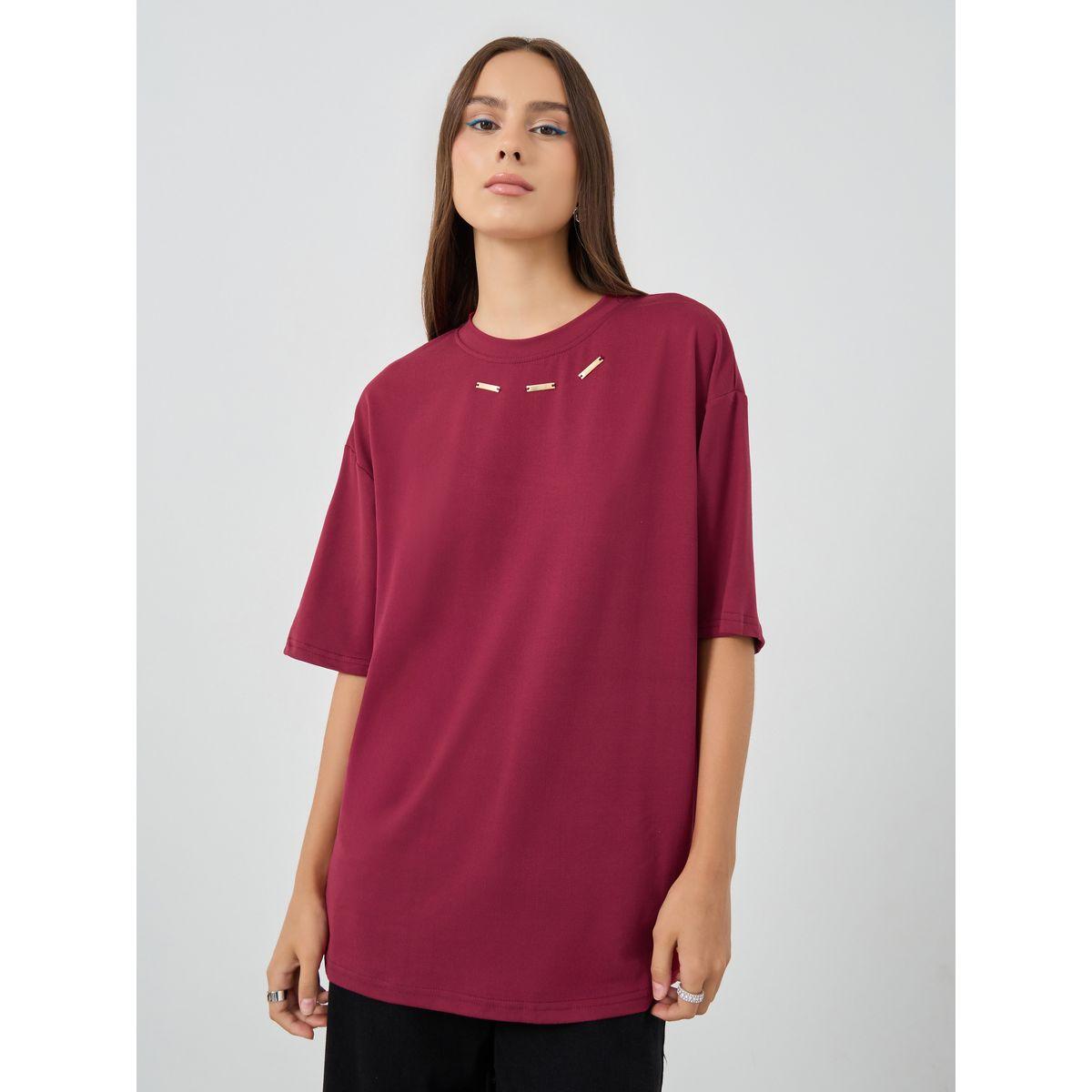 تيشيرت فضفاض بياقة منمقة-women-clothing-tshirts-image-3