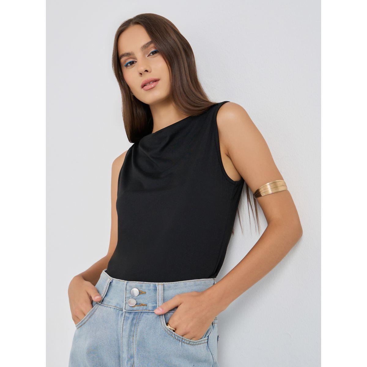 تيشيرت ساد بلا أكمام مع قصة عادية-women-clothing-tshirts-image-1
