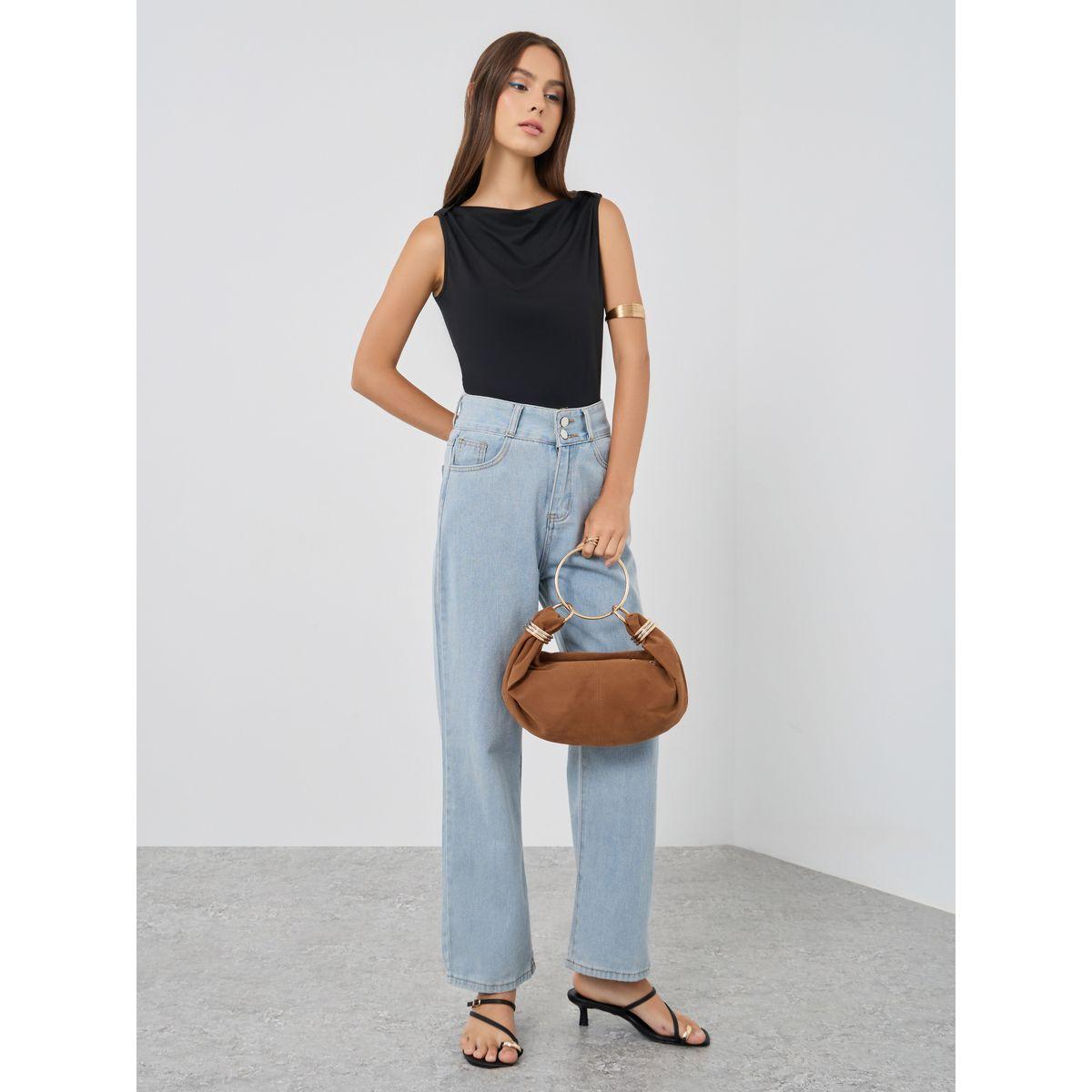 تيشيرت ساد بلا أكمام مع قصة عادية-women-clothing-tshirts-image-2