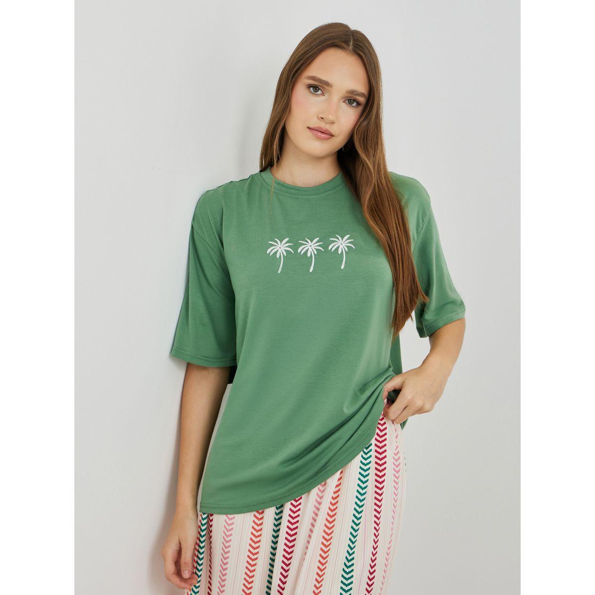 Styli Embroidered Round Neck T-Shirt-women-clothing-tshirts-image-1