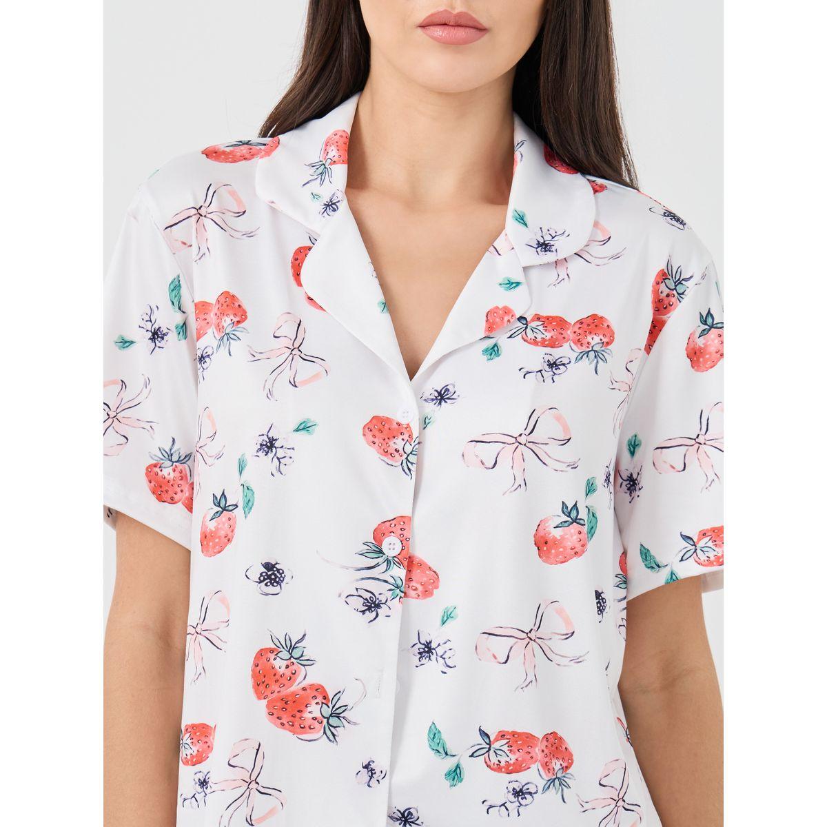 Styli Strawberry Printed Short Sleeve Shirt and Pyjama Set-women-clothing-nightwear-pyjamas-longsets-image-3