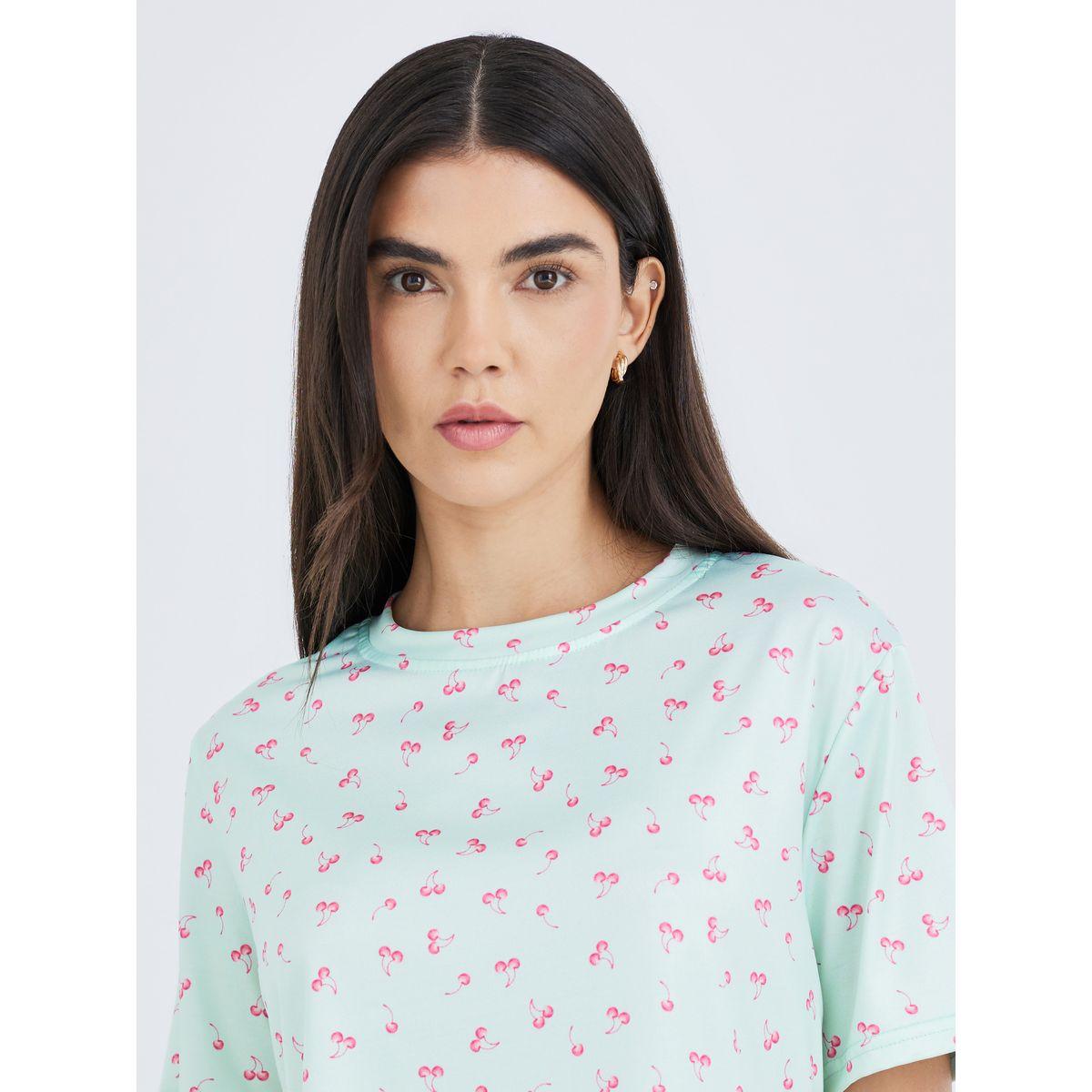 Styli Cherry Print Short Sleeve T-Shirt and Pyjama Set-women-clothing-nightwear-pyjamas-longsets-image-3