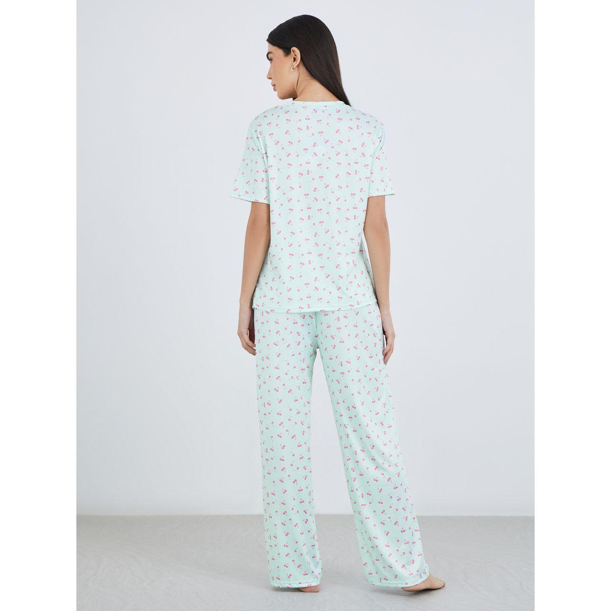 Styli Cherry Print Short Sleeve T-Shirt and Pyjama Set-women-clothing-nightwear-pyjamas-longsets-image-5