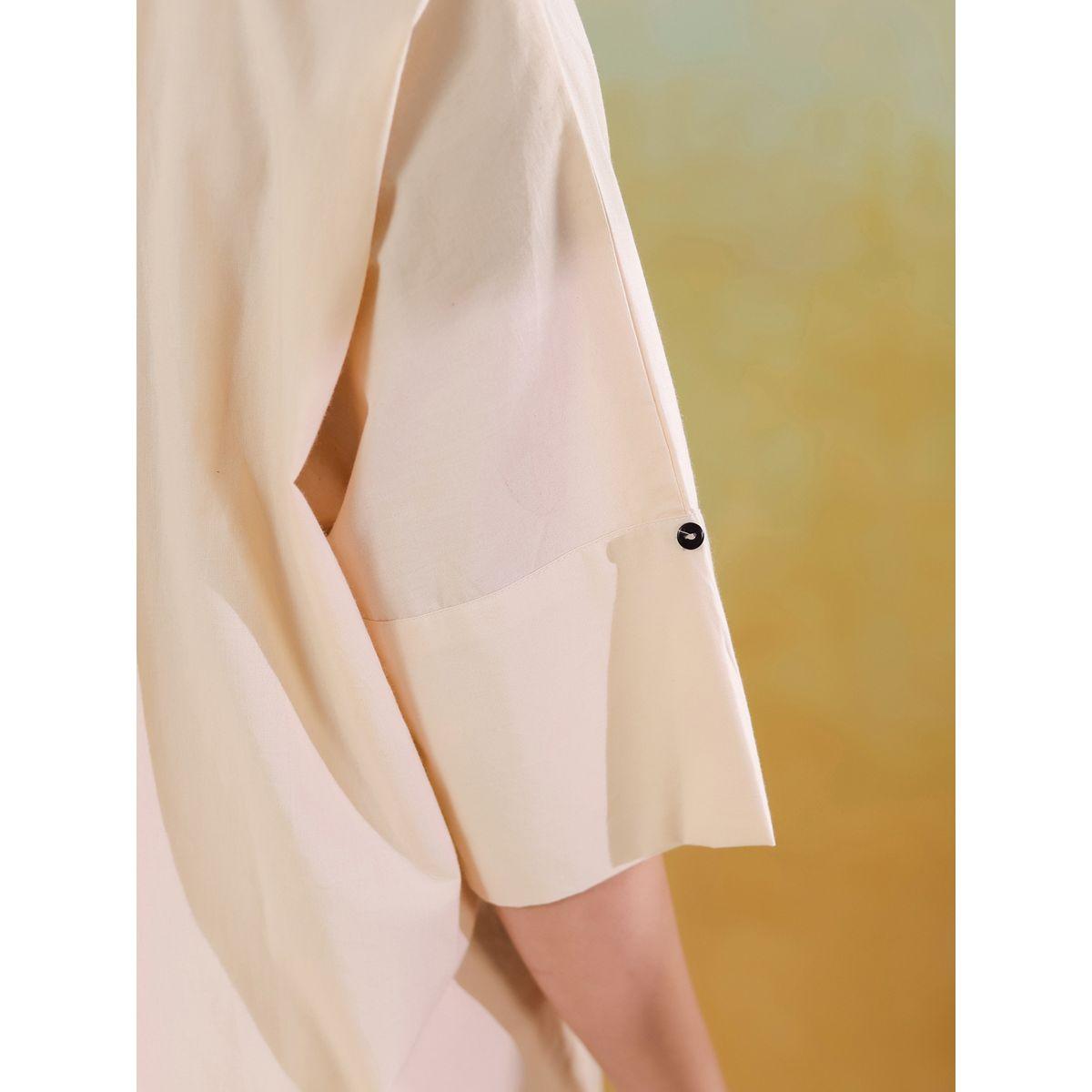 Sanskrutihomes Embroidered Spread Collar Cotton Shirt with Trousers Set-women-clothing-coordsets-image-4