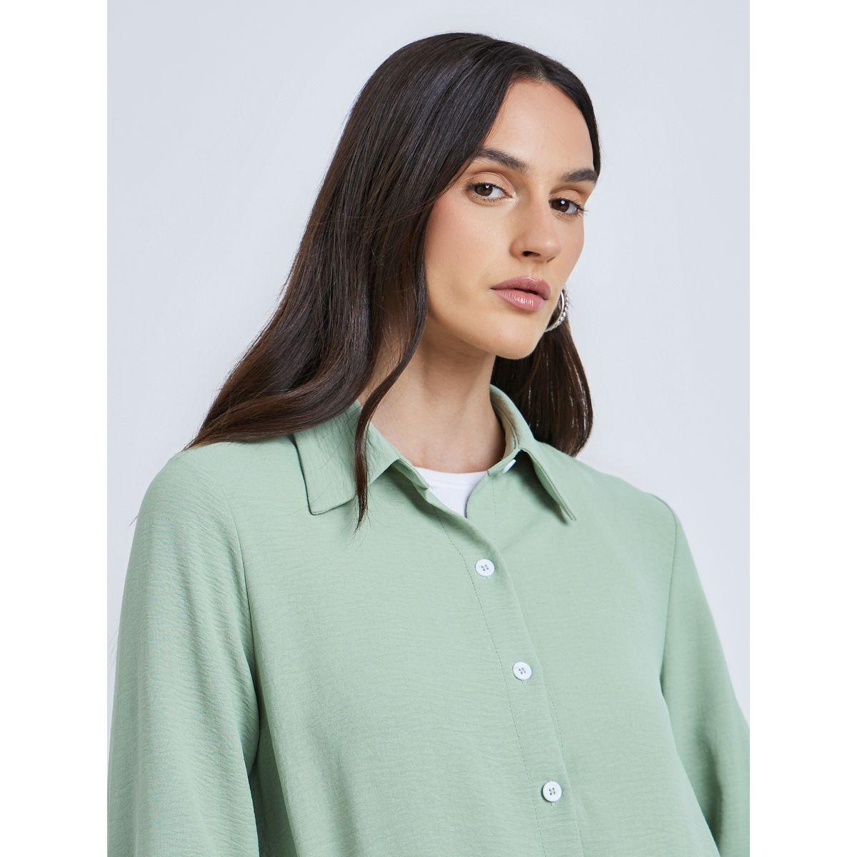 بلوزة سادة بأكمام طويلة مع ياقة-women-clothing-shirtsandblouses-shirts-image-4