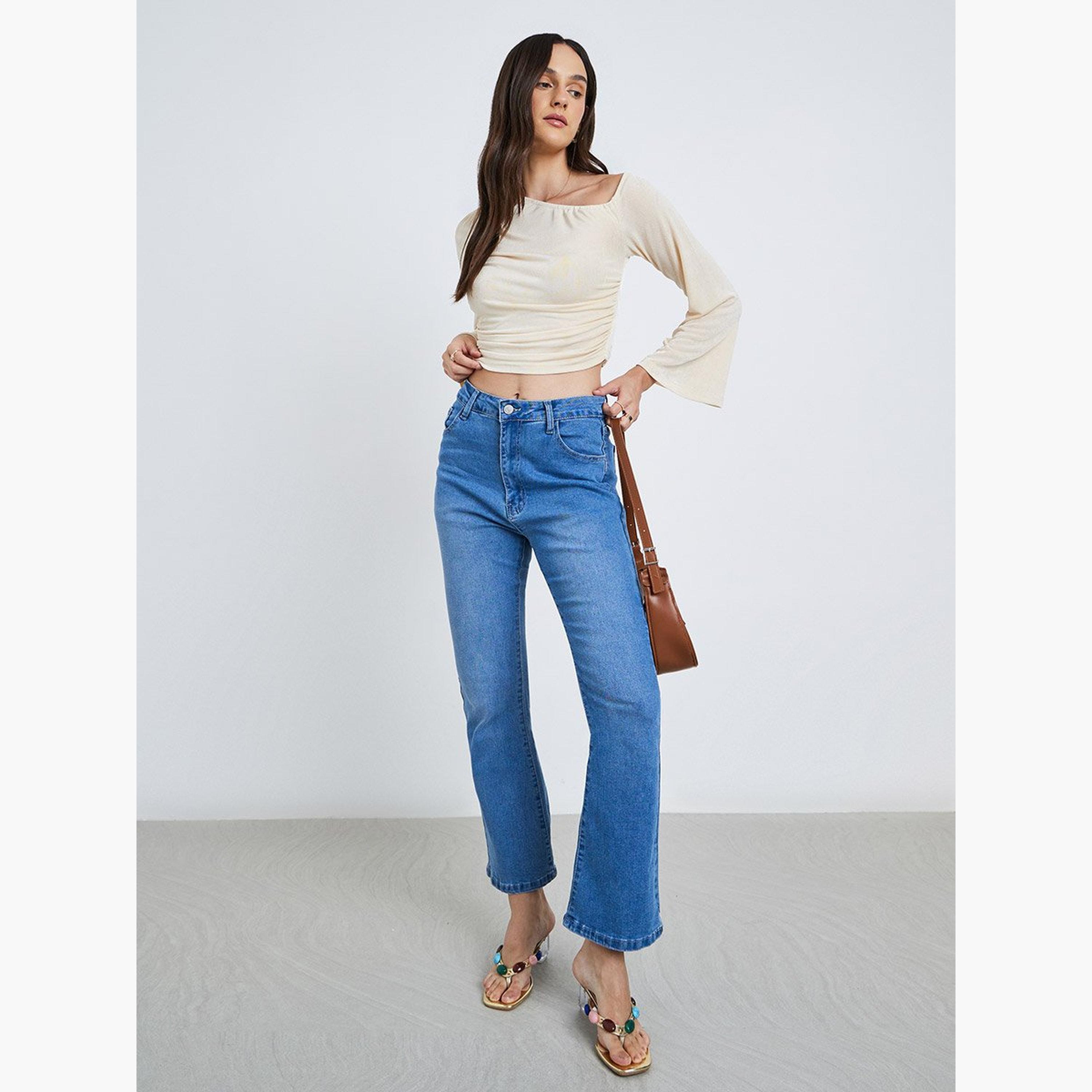 Styli Women Beige One Shoulder Crop Top-women-clothing-tshirts-image-2