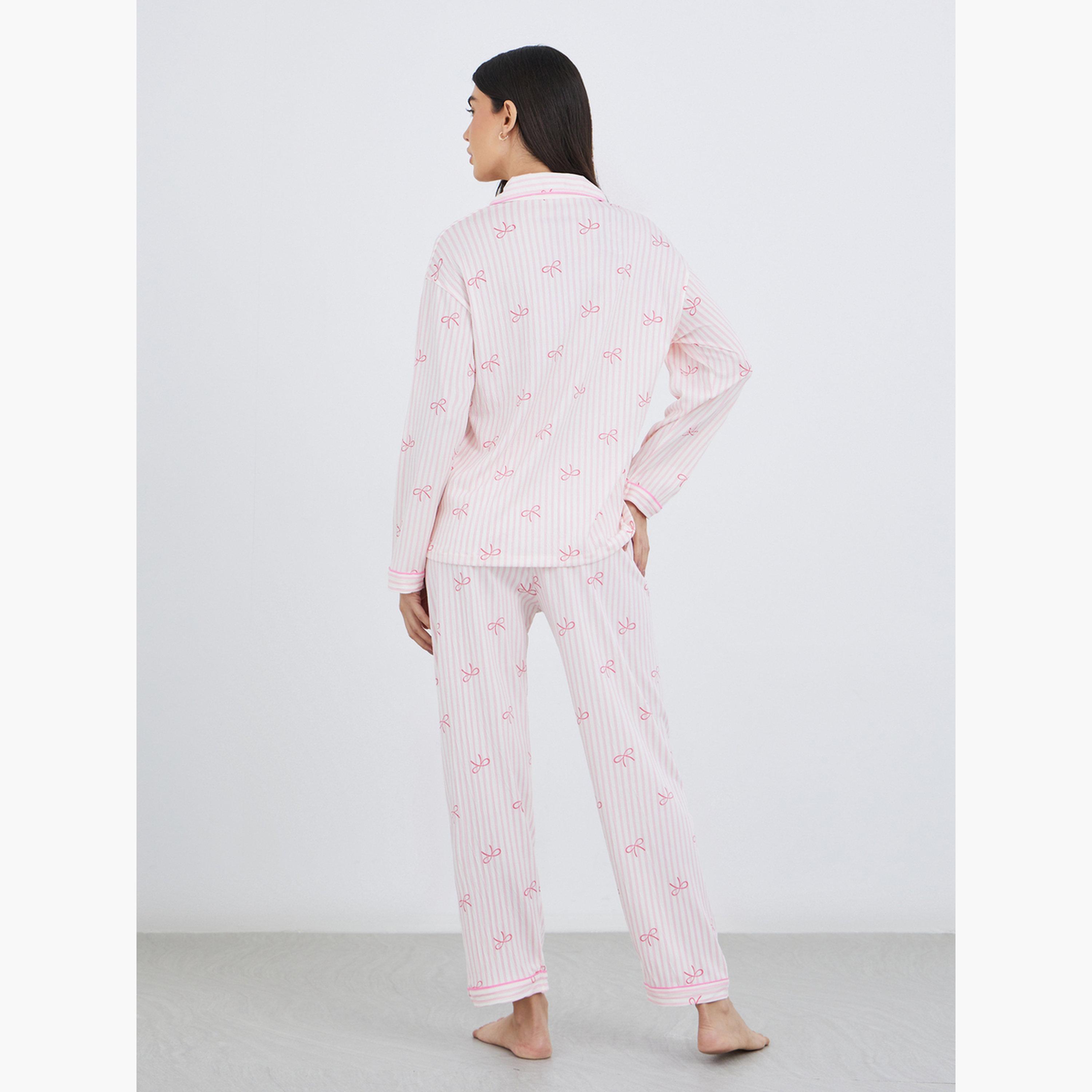 ستايلي - بيجاما قميص قطني بطبعة فيونكة-women-clothing-nightwear-pyjamas-longsets-image-3