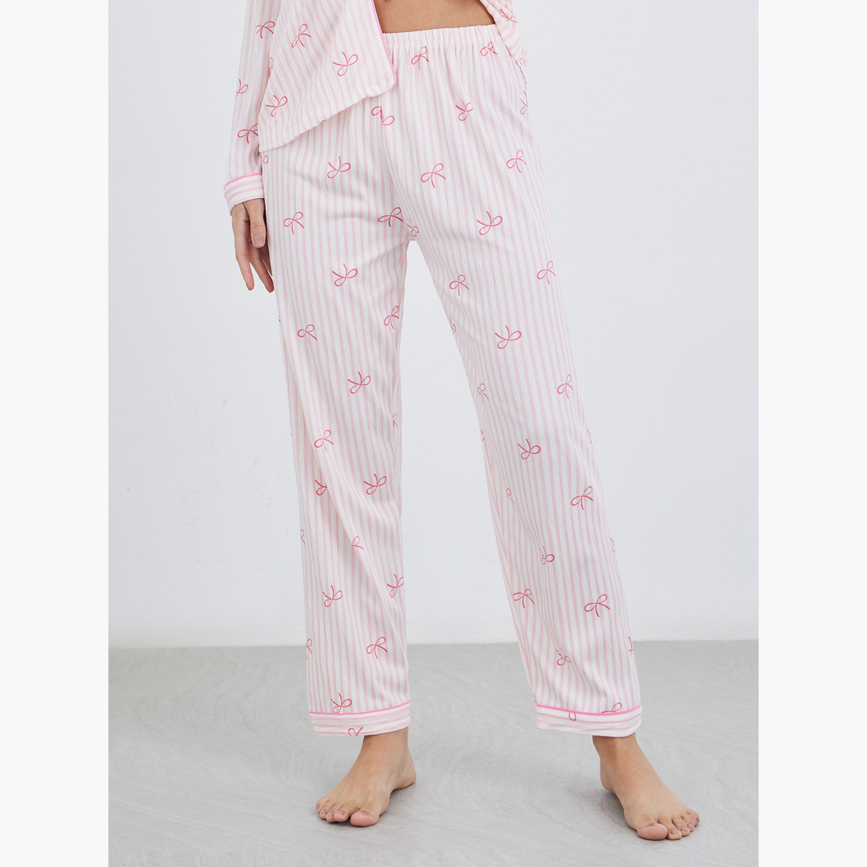 ستايلي - بيجاما قميص قطني بطبعة فيونكة-women-clothing-nightwear-pyjamas-longsets-image-4