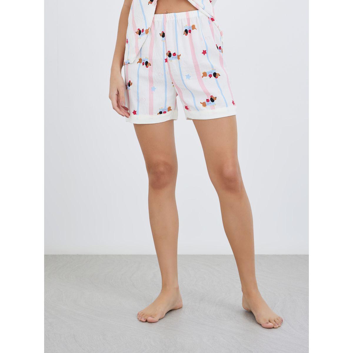 Styli Pack of 3 - Peppy Pattern Cotton Shirt, Pants and Shorts-women-clothing-nightwear-pyjamas-longsets-image-5
