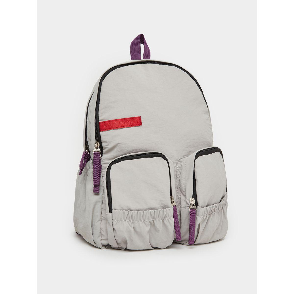 Styli Women Grey Dual Zip Front Elastic Pocket Backpack-women-bagsandwallets-backpacks-image-1