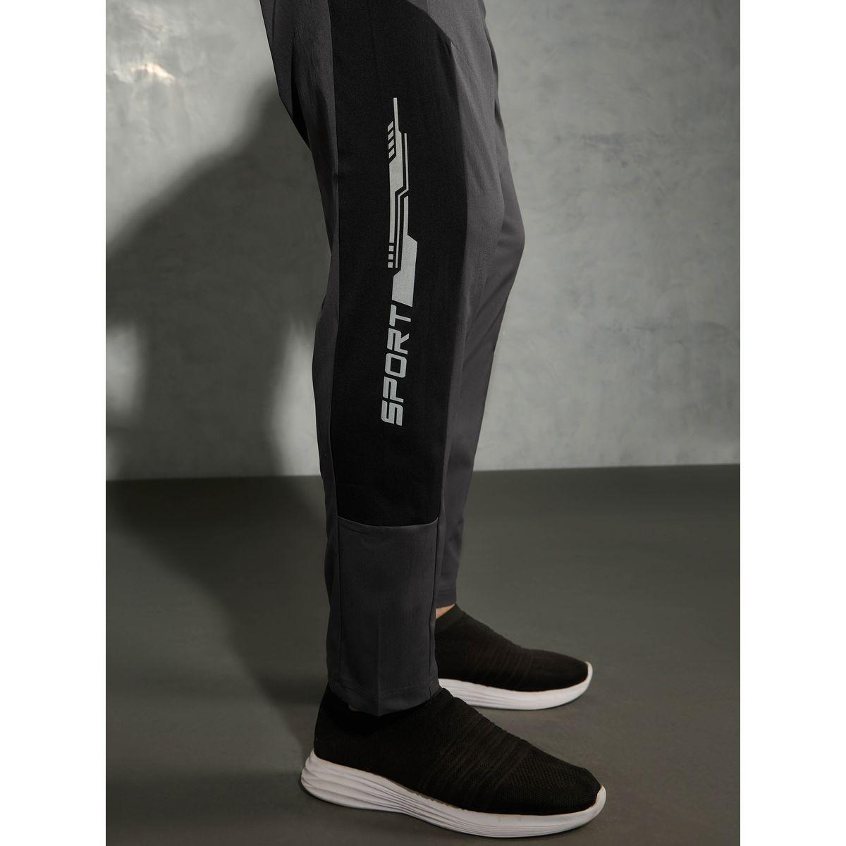 Technosport Men Charcoal Relaxed Fit Contrast Panel Track Pants-men-clothing-bottoms-joggers-image-5