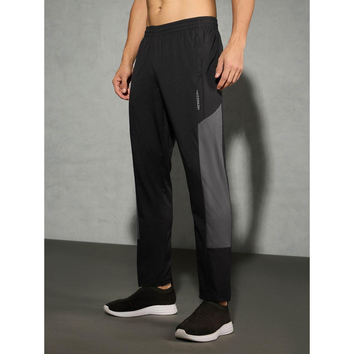 Technosport Men Black Relaxed Fit Contrast Panel Track Pants-men-clothing-bottoms-joggers-image-2