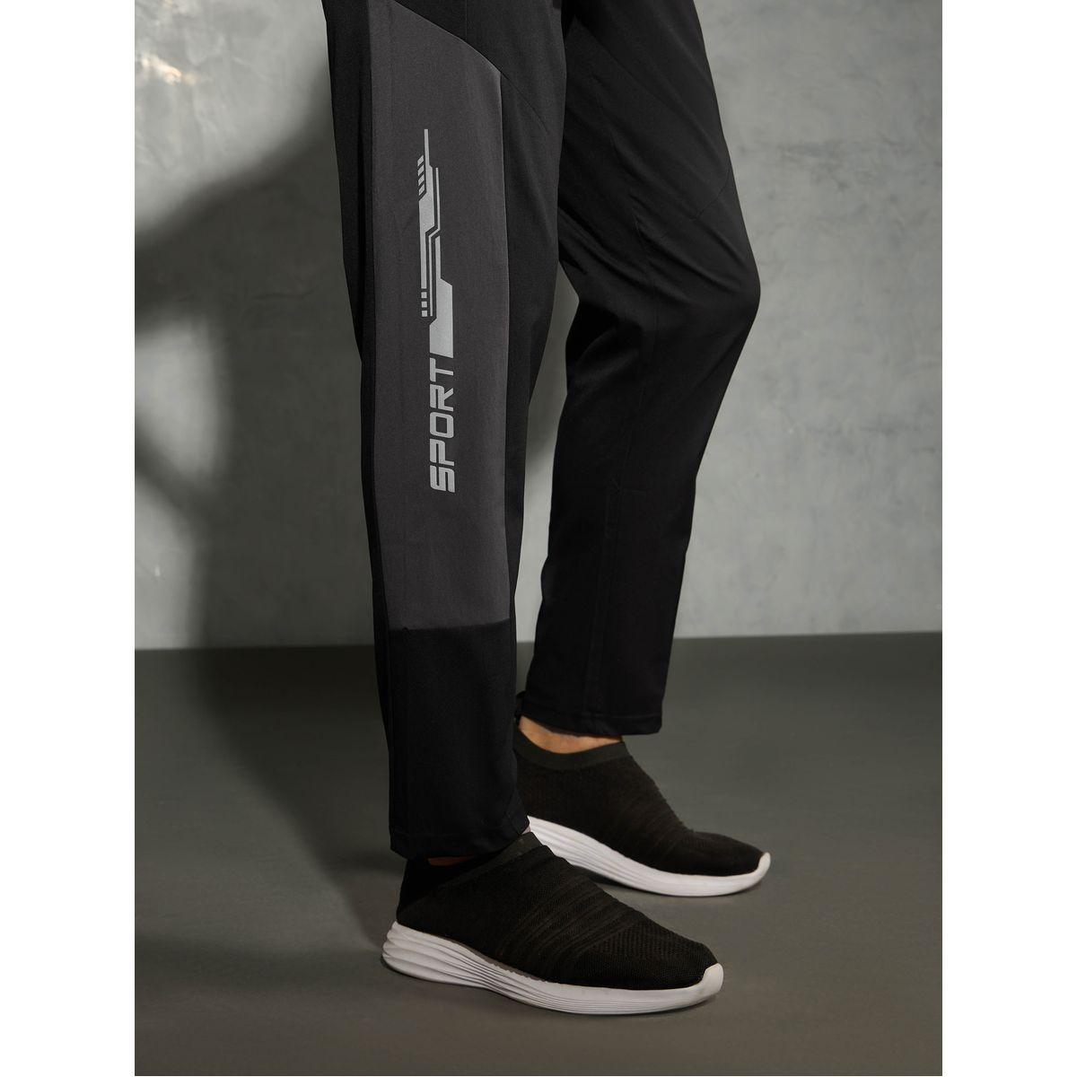 Technosport Men Black Relaxed Fit Contrast Panel Track Pants-men-clothing-bottoms-joggers-image-5