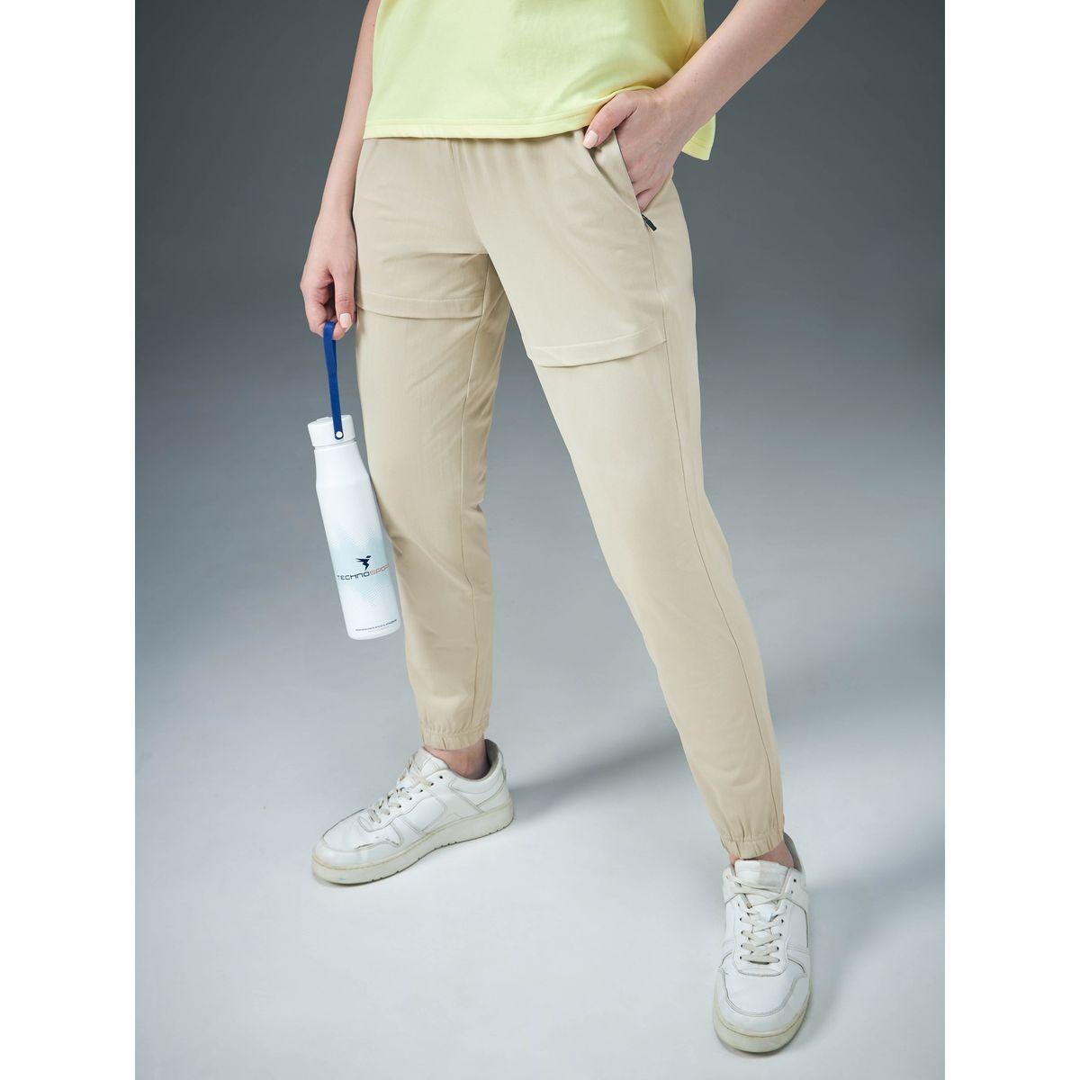 Technosport Women Beige Solid 4-Way Stretch Joggers-women-clothing-sportswearandactivewear-bottoms-image-1