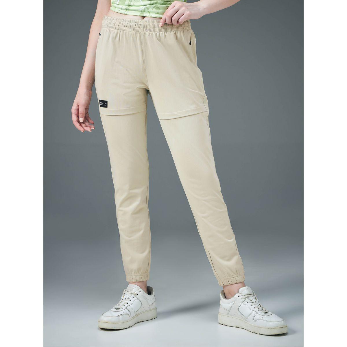 Technosport Women Beige Solid 4-Way Stretch Joggers-women-clothing-sportswearandactivewear-bottoms-image-2
