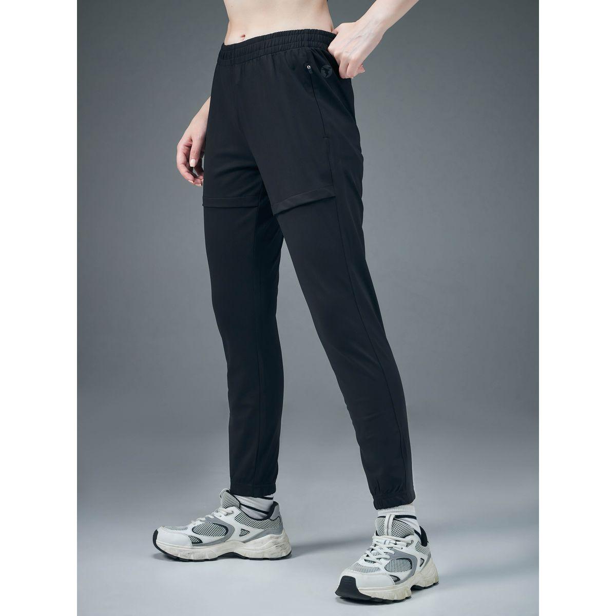 Technosport Women Black Solid 4-Way Stretch Joggers-women-clothing-sportswearandactivewear-bottoms-image-2