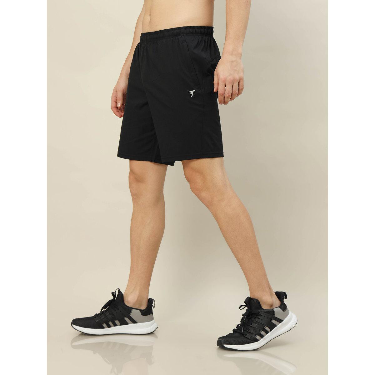 Technosport Men Plain Black Shorts with Zip Pocket-men-clothing-bottoms-shorts-image-2