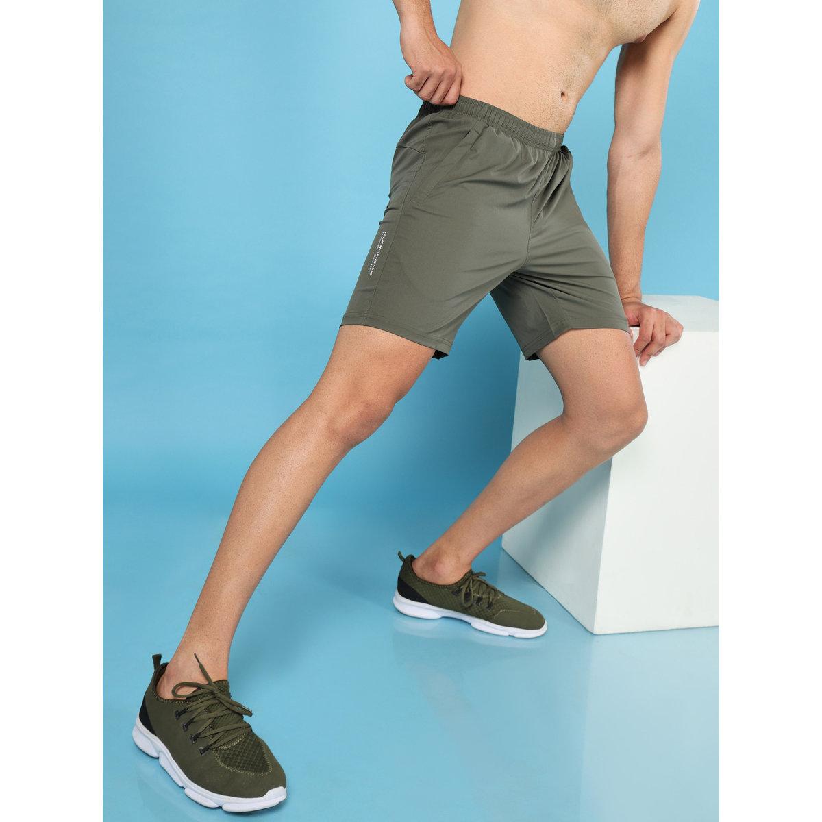 Technosport Men Plain Green Shorts with Zip Pocket-men-clothing-bottoms-shorts-image-2