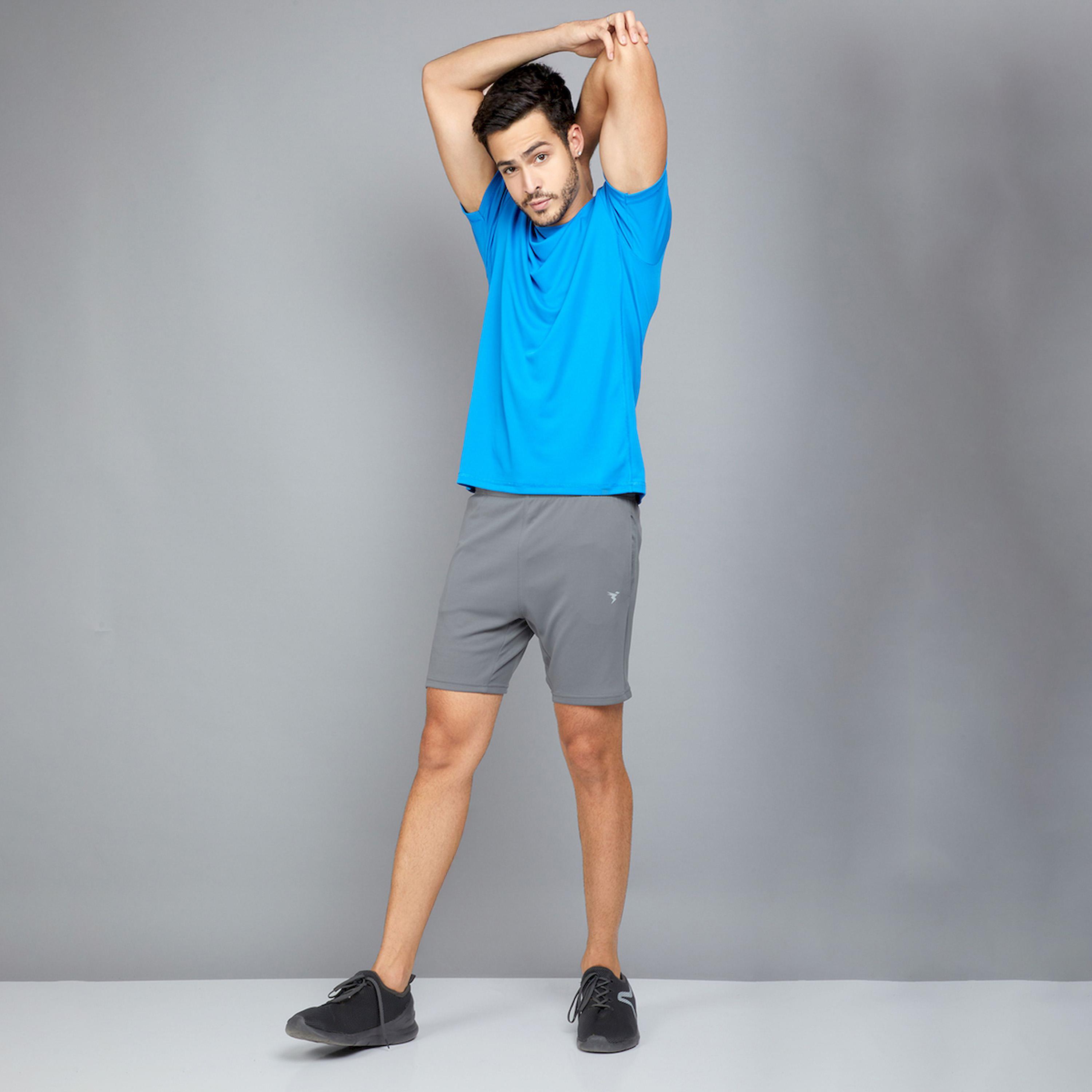 Technosport X Styli  Grey Solid Shorts with Side Pocket-men-clothing-bottoms-shorts-image-2