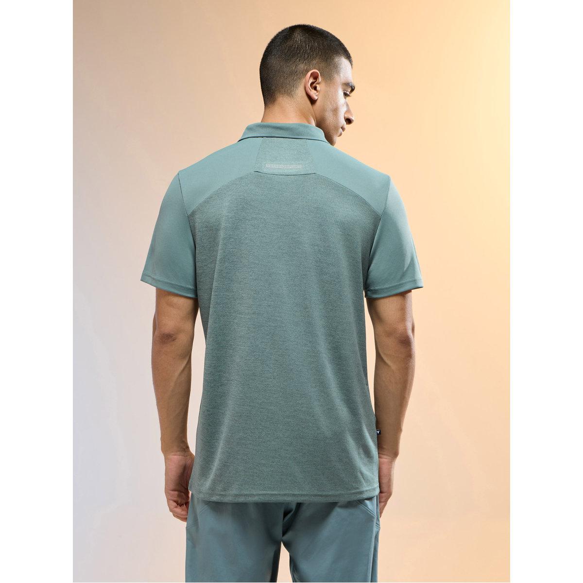 Technosport Men Green Slim Fit Melange Polo-men-clothing-tshirtsandpolos-tshirts-image-4