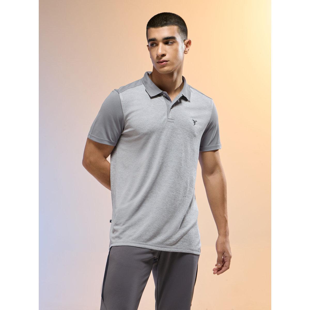 Technosport Men Grey Slim Fit Melange Polo-men-clothing-tshirtsandpolos-tshirts-image-1