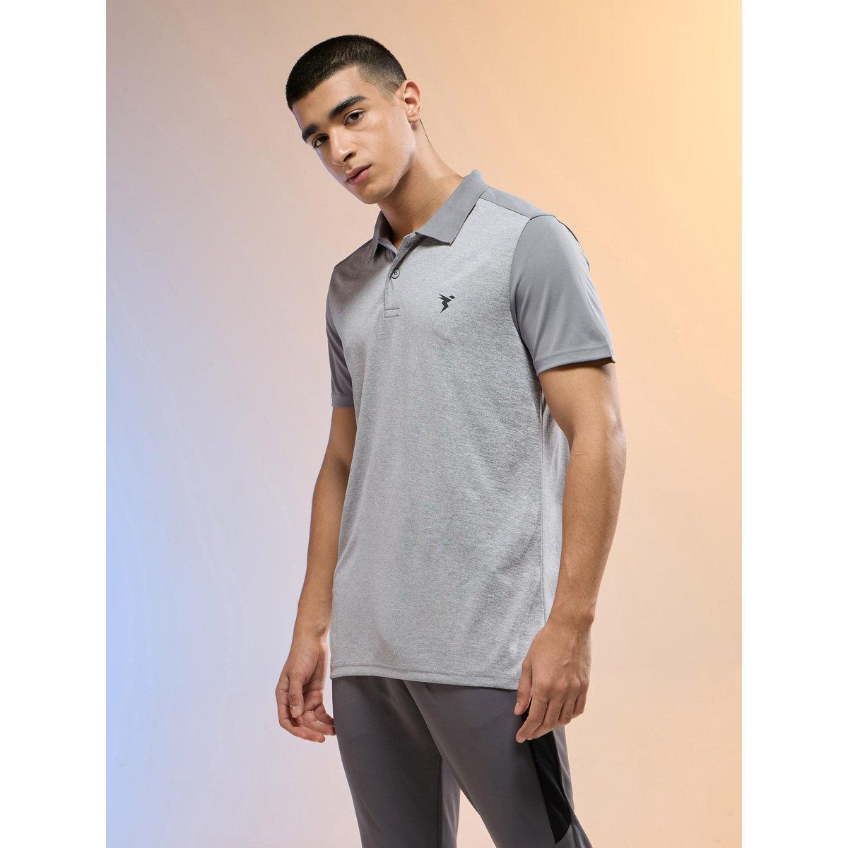 Technosport Men Grey Slim Fit Melange Polo-men-clothing-tshirtsandpolos-tshirts-image-2