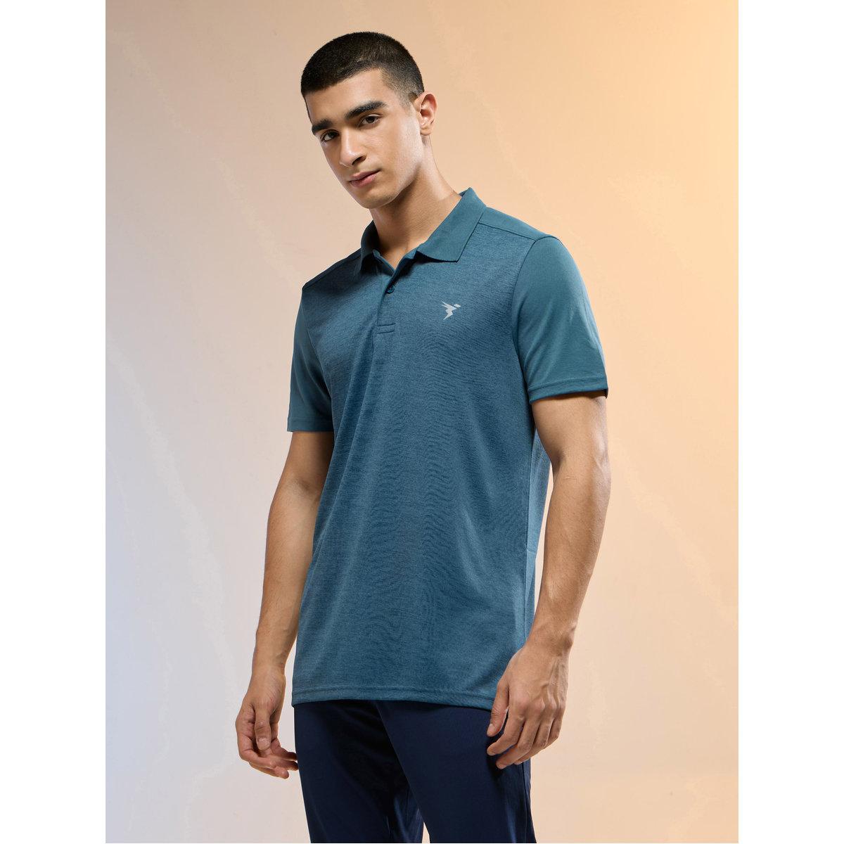 Technosport Men Teal Slim Fit Melange Polo-men-clothing-tshirtsandpolos-tshirts-image-3