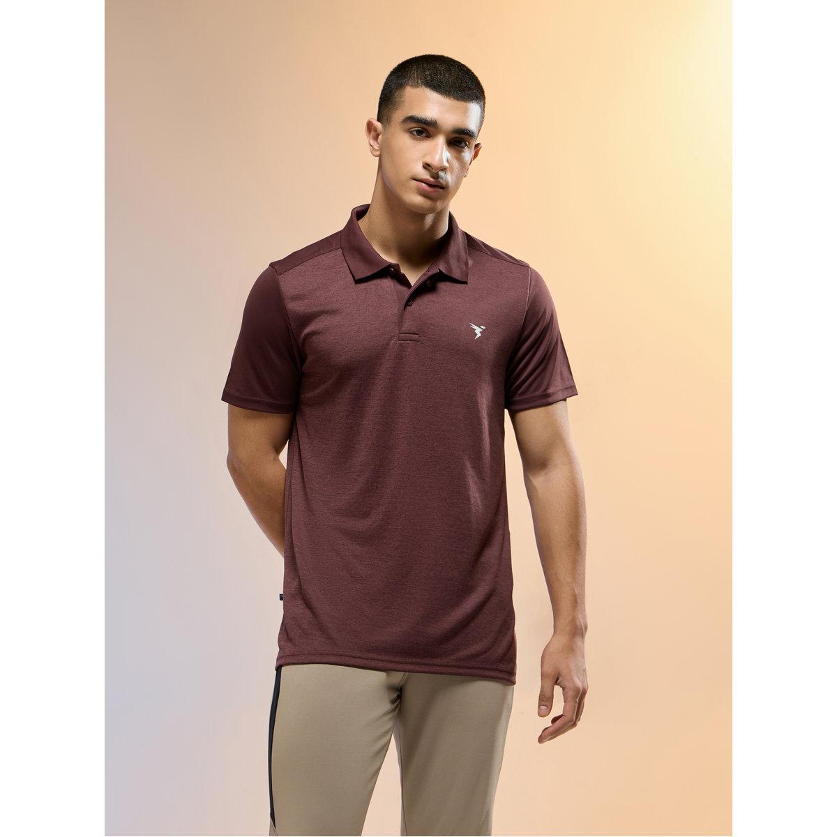 Technosport Men Brown Slim Fit Melange Polo-men-clothing-tshirtsandpolos-tshirts-image-1
