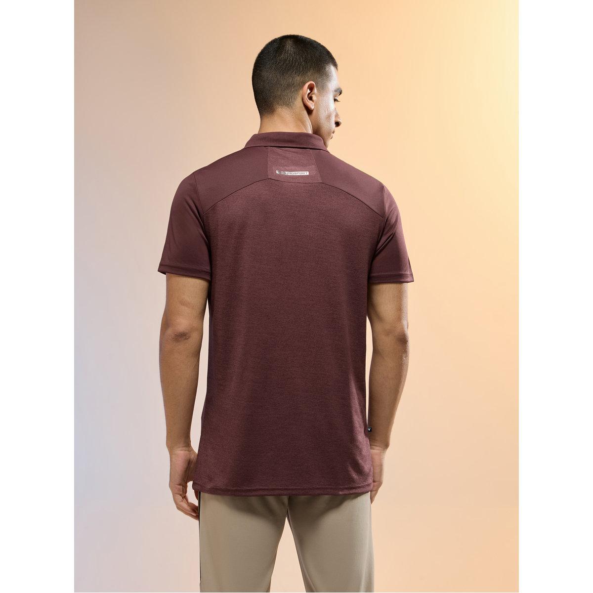 Technosport Men Brown Slim Fit Melange Polo-men-clothing-tshirtsandpolos-tshirts-image-4