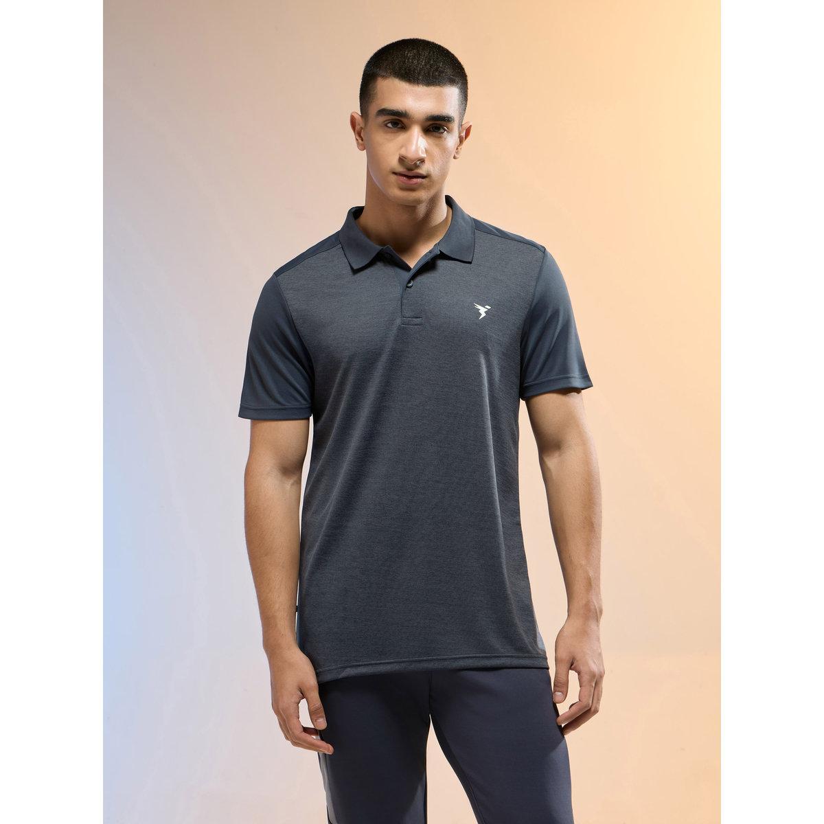 Technosport Men Grey Slim Fit Melange Polo-men-clothing-tshirtsandpolos-tshirts-image-2