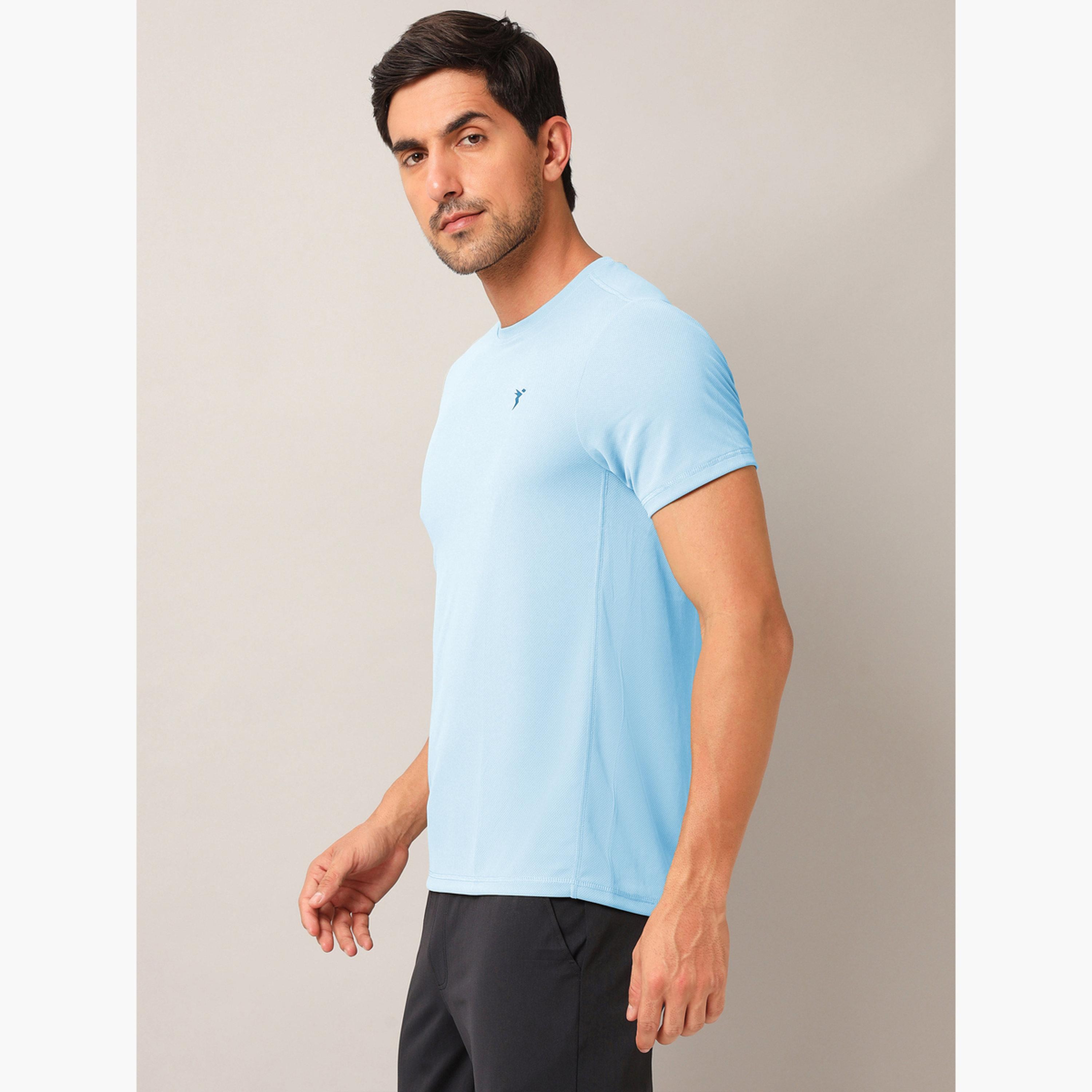 تيشيرت سادة بياقة مستديرة قصة ضيقة-men-clothing-sportswearandactivewear-tshirtsandpolos-image-2